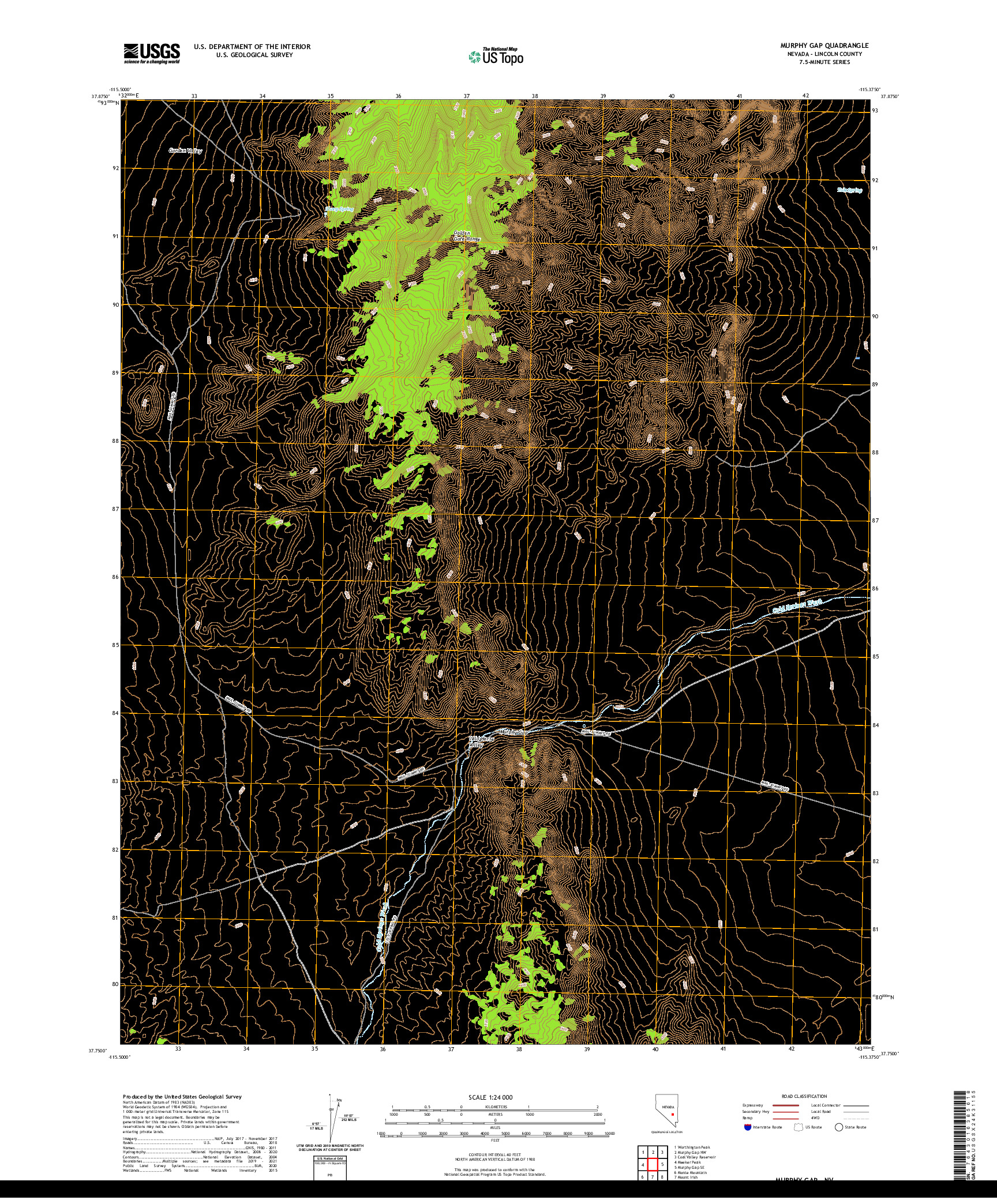 US TOPO 7.5-MINUTE MAP FOR MURPHY GAP, NV