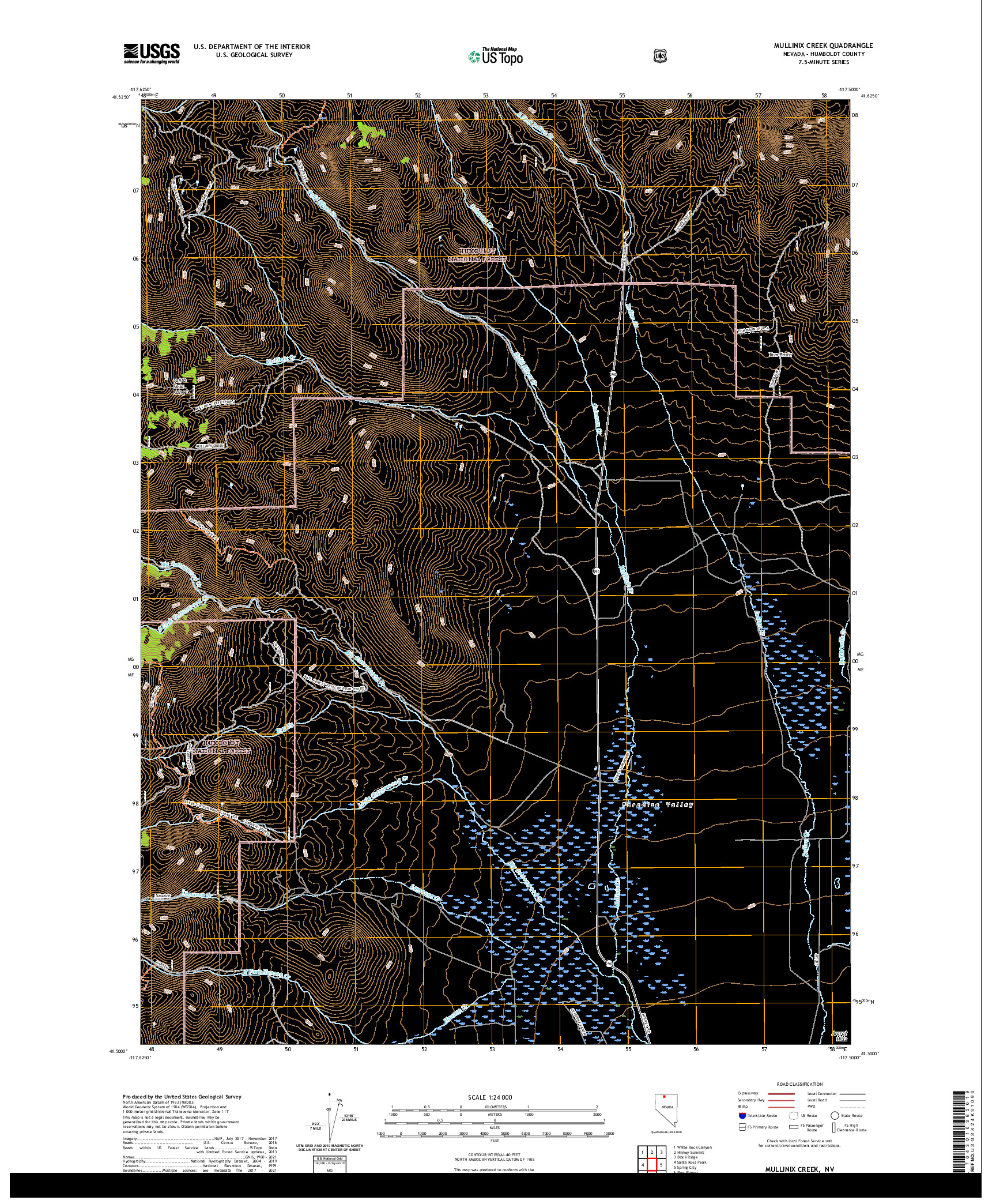 US TOPO 7.5-MINUTE MAP FOR MULLINIX CREEK, NV