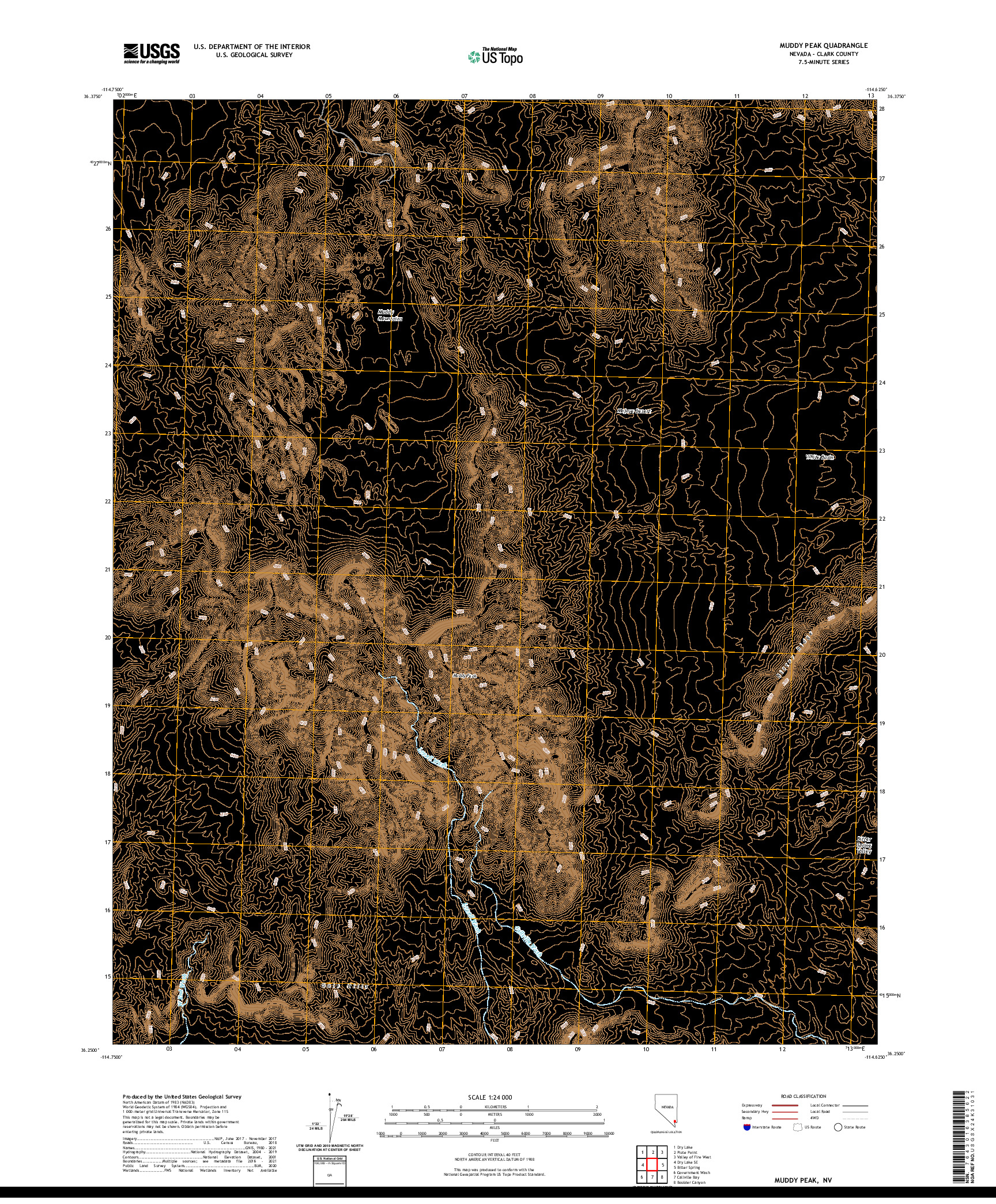 US TOPO 7.5-MINUTE MAP FOR MUDDY PEAK, NV