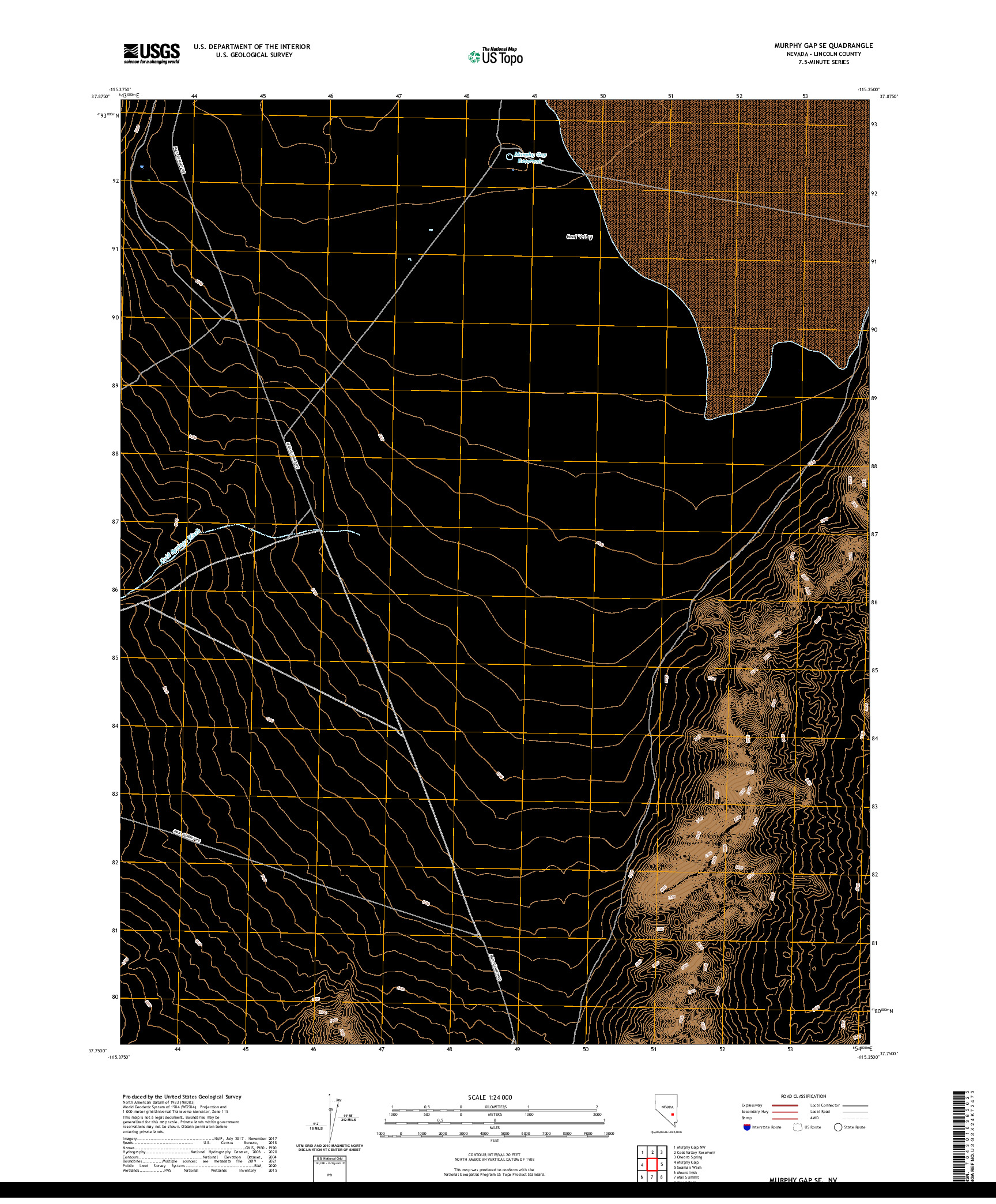 US TOPO 7.5-MINUTE MAP FOR MURPHY GAP SE, NV