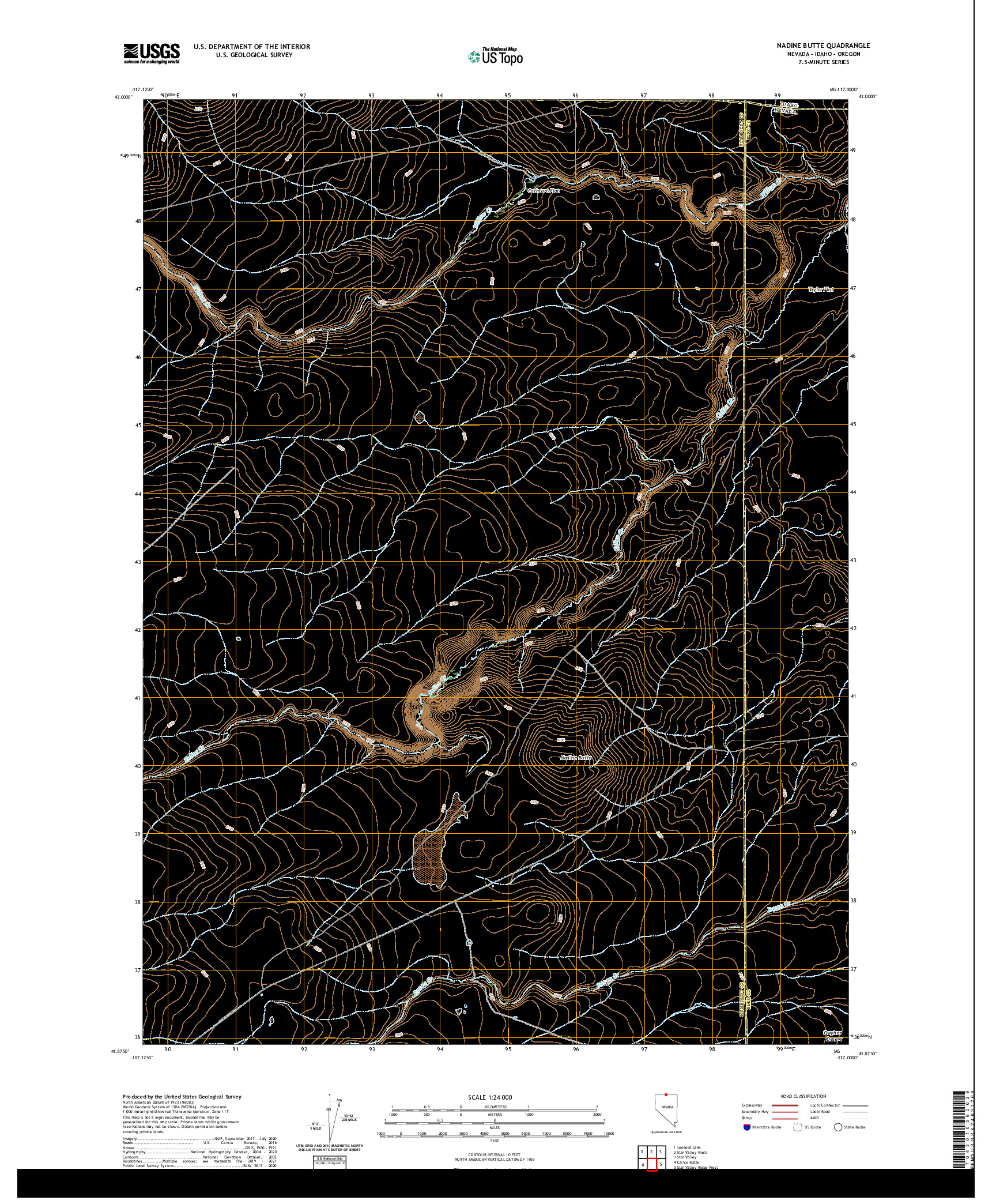 US TOPO 7.5-MINUTE MAP FOR NADINE BUTTE, NV,ID,OR