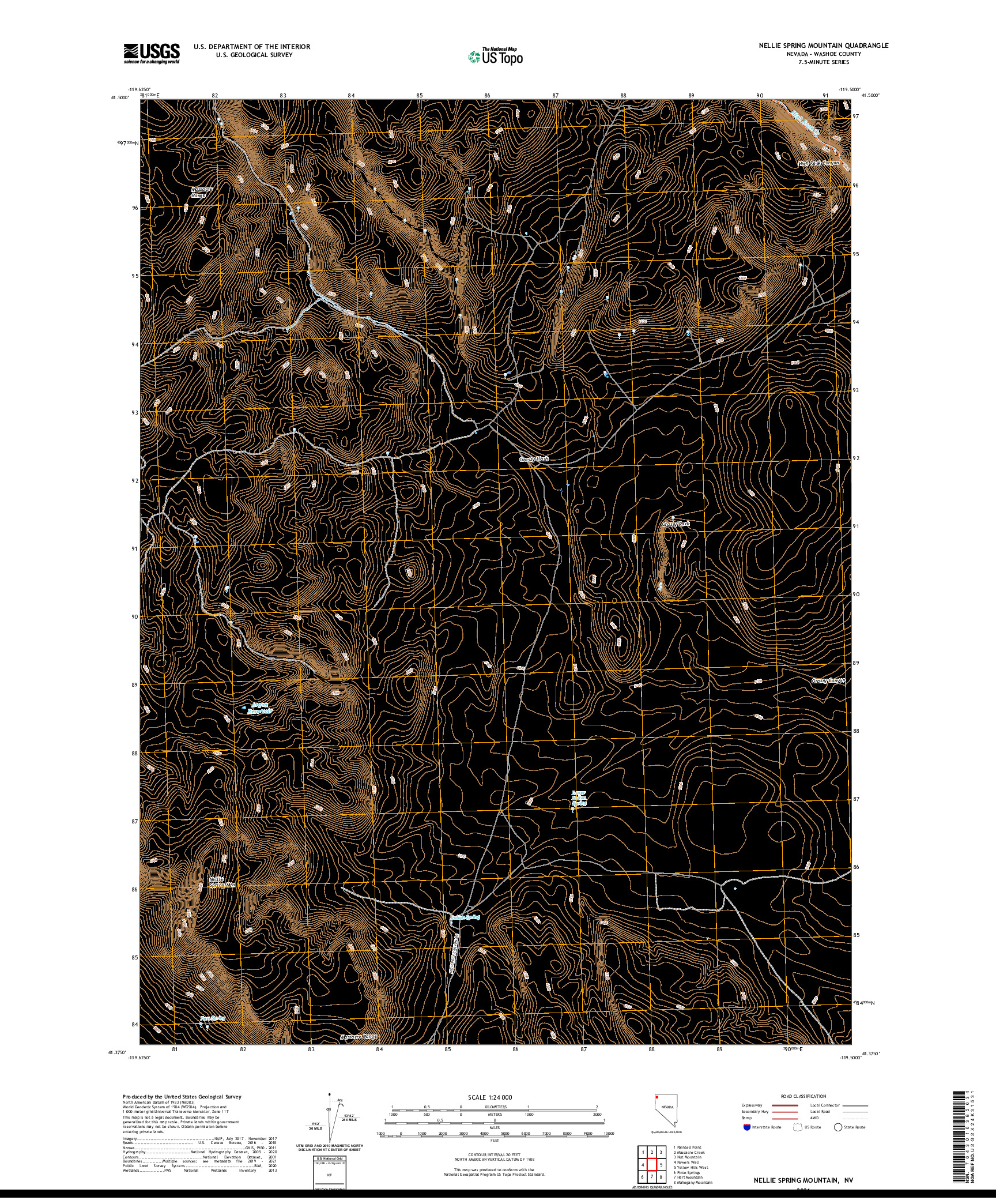 US TOPO 7.5-MINUTE MAP FOR NELLIE SPRING MOUNTAIN, NV