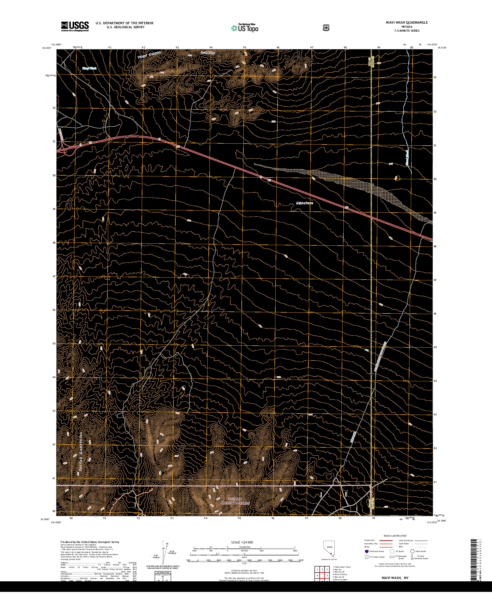 US TOPO 7.5-MINUTE MAP FOR NIAVI WASH, NV