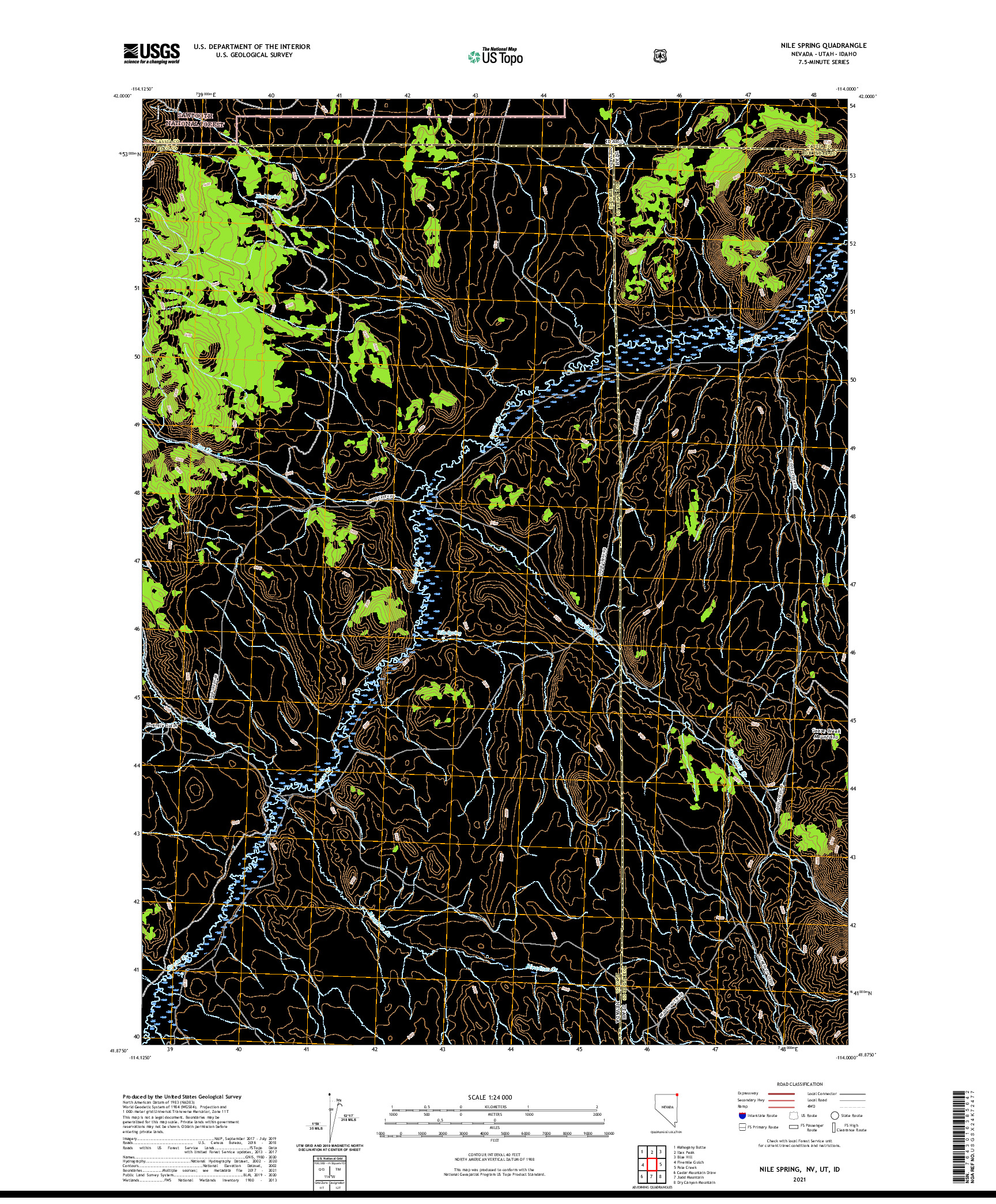 US TOPO 7.5-MINUTE MAP FOR NILE SPRING, NV,UT,ID