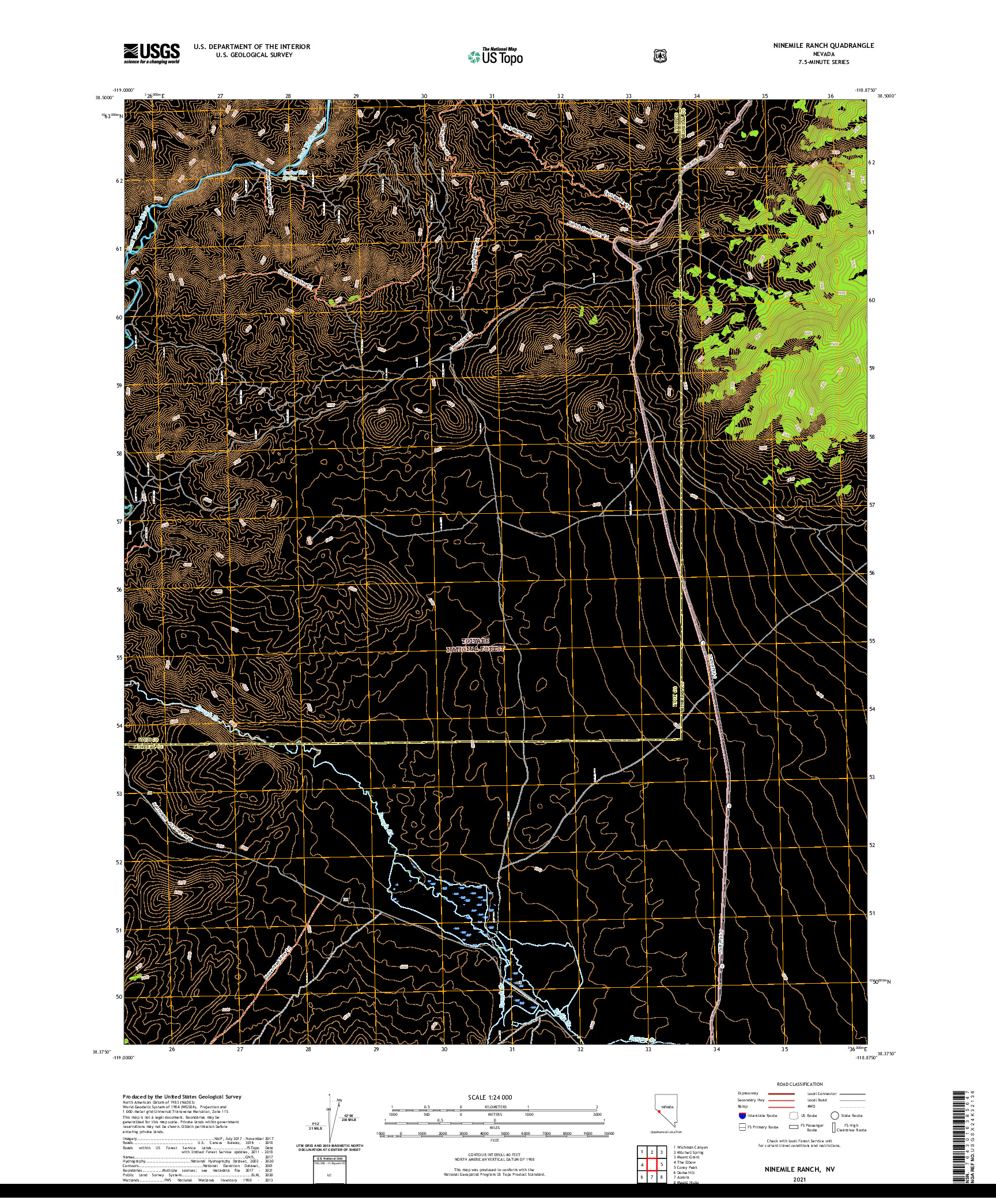 US TOPO 7.5-MINUTE MAP FOR NINEMILE RANCH, NV