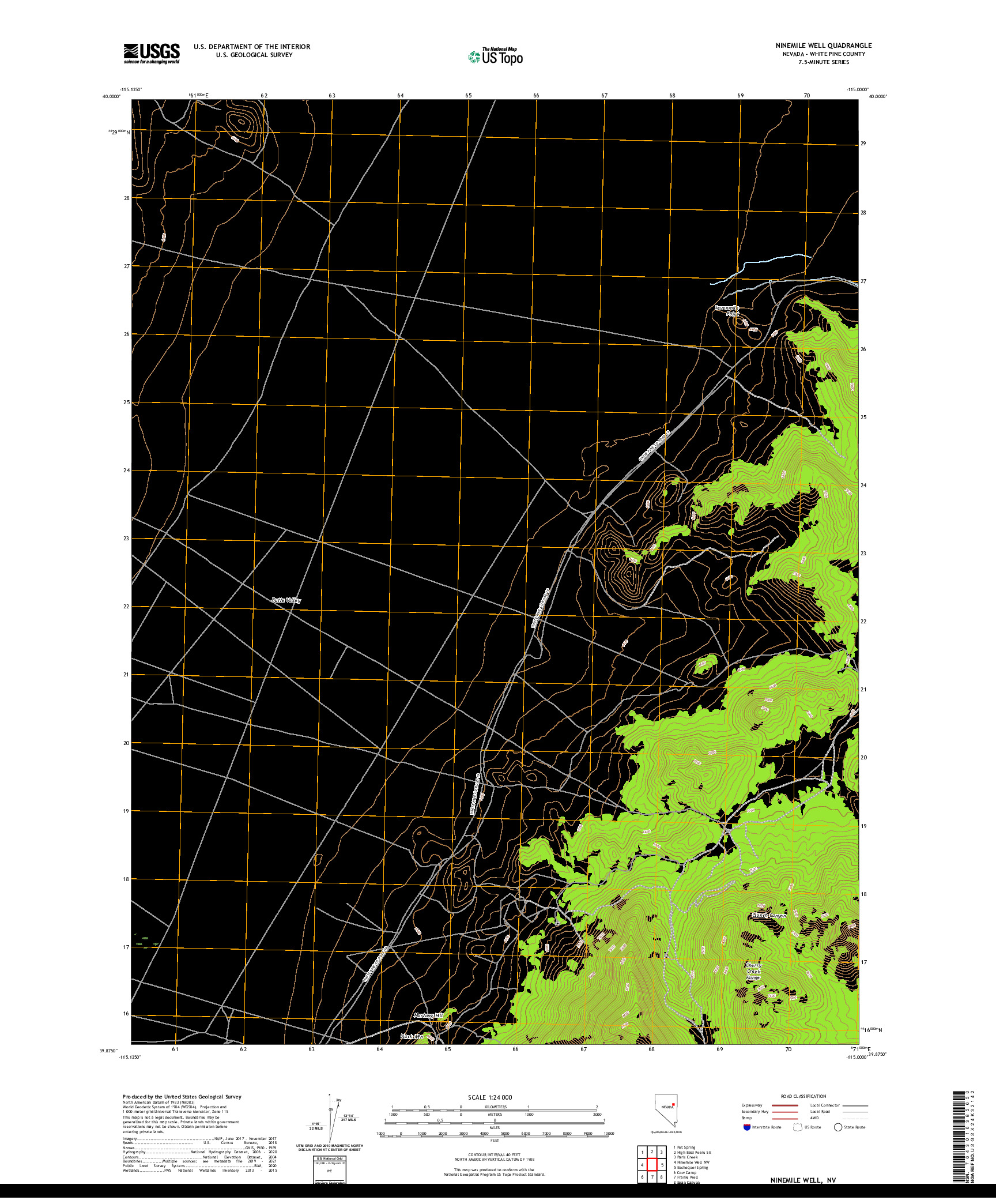 US TOPO 7.5-MINUTE MAP FOR NINEMILE WELL, NV