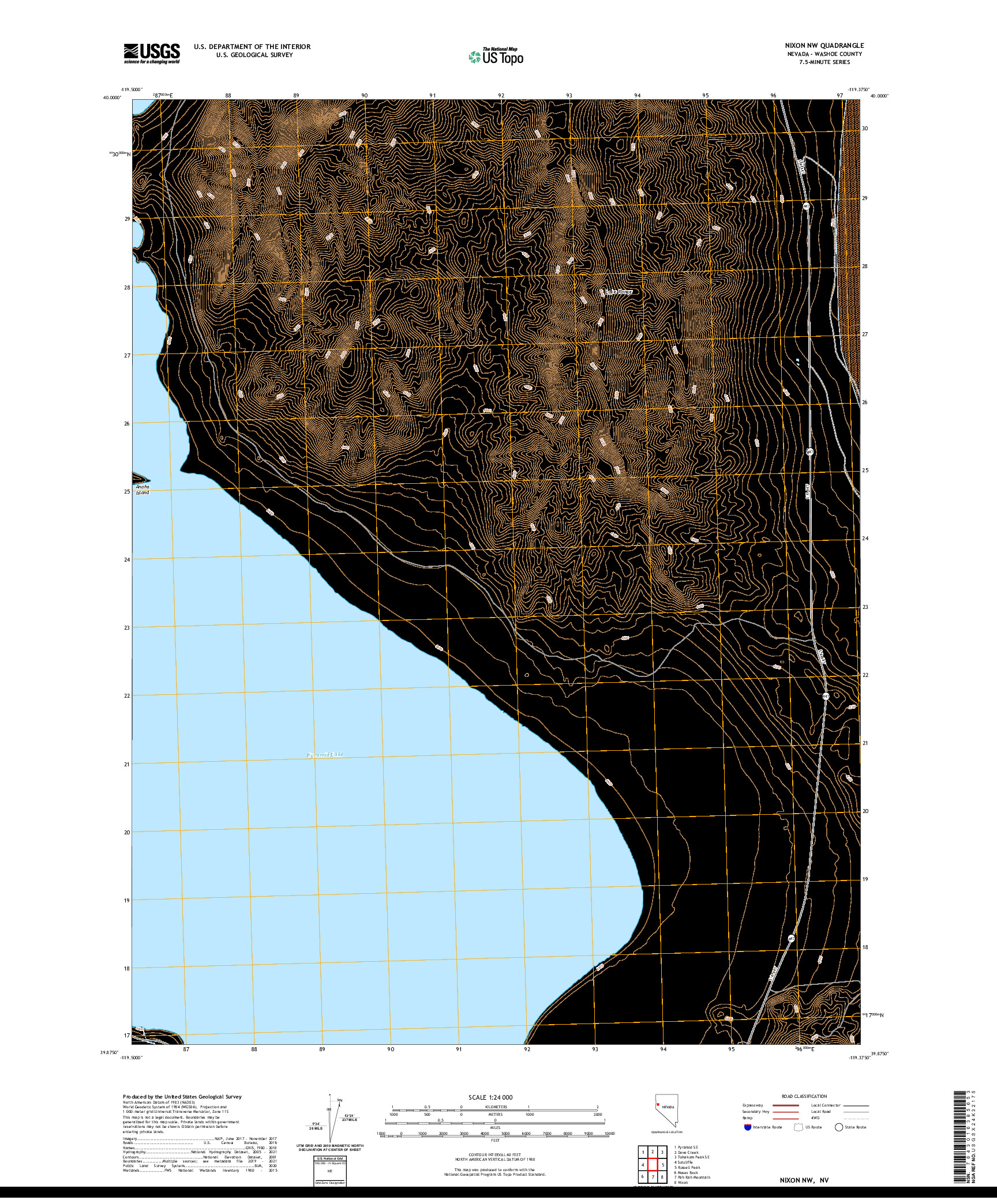 US TOPO 7.5-MINUTE MAP FOR NIXON NW, NV