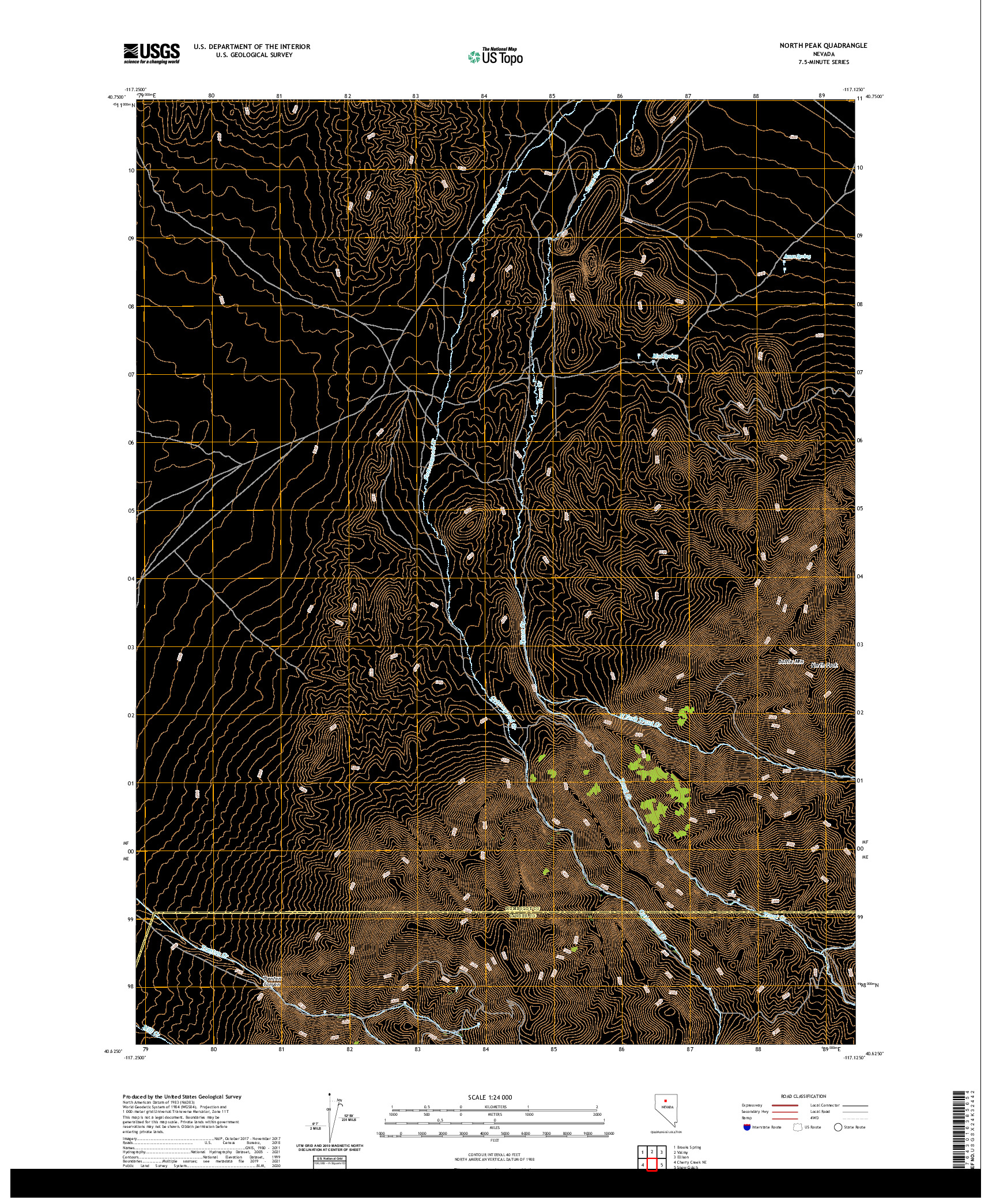 US TOPO 7.5-MINUTE MAP FOR NORTH PEAK, NV