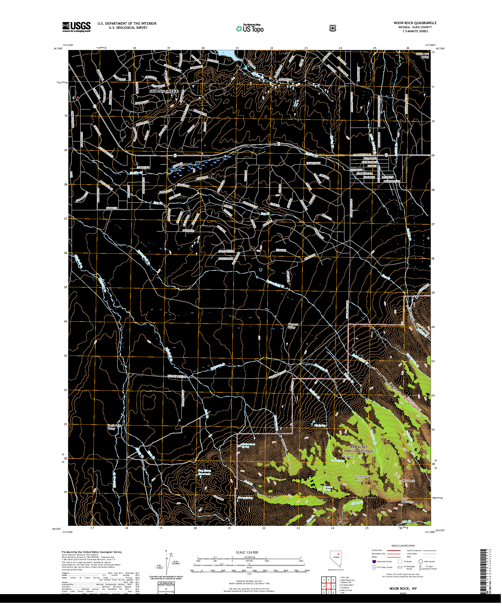 US TOPO 7.5-MINUTE MAP FOR NOON ROCK, NV