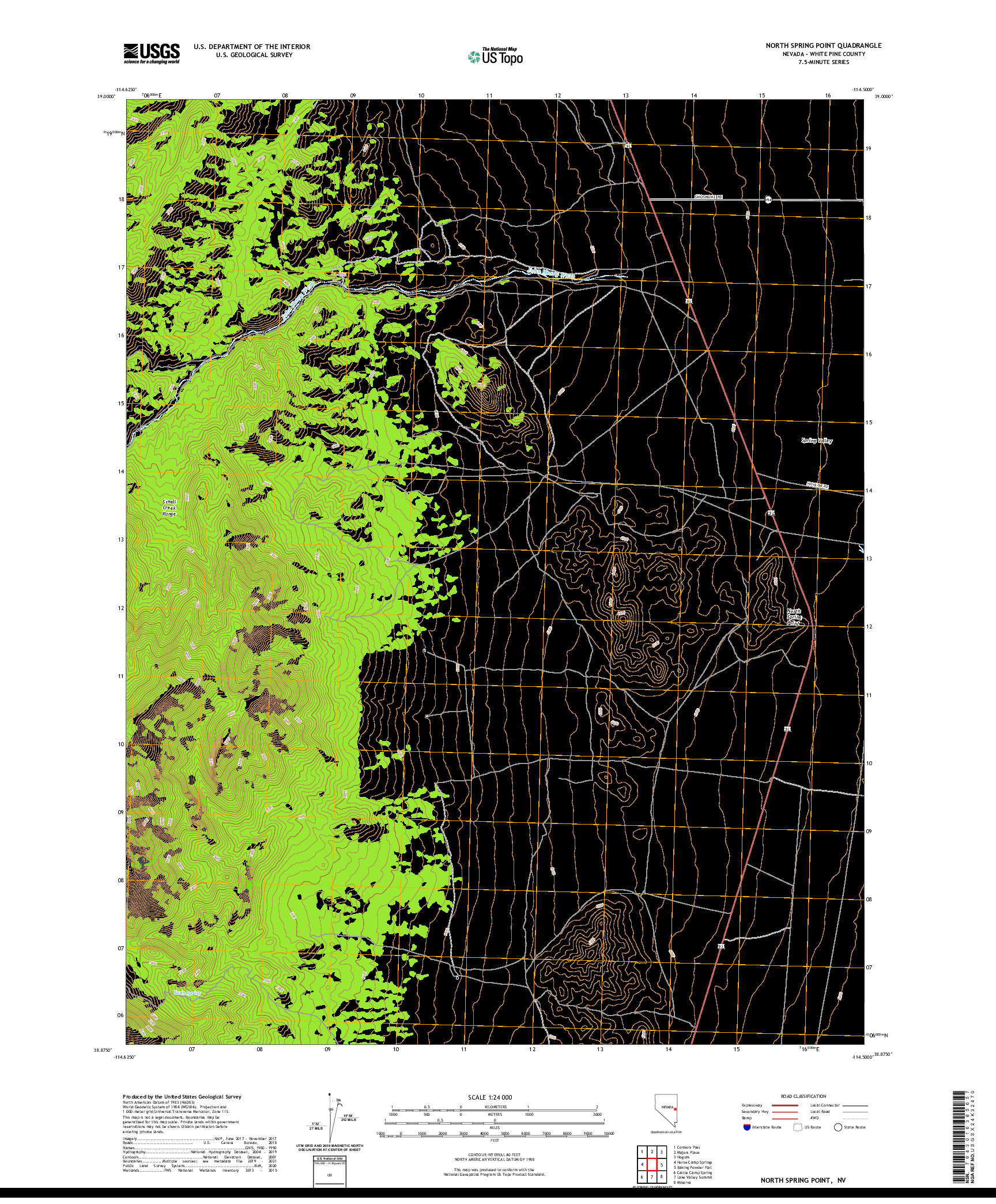 US TOPO 7.5-MINUTE MAP FOR NORTH SPRING POINT, NV