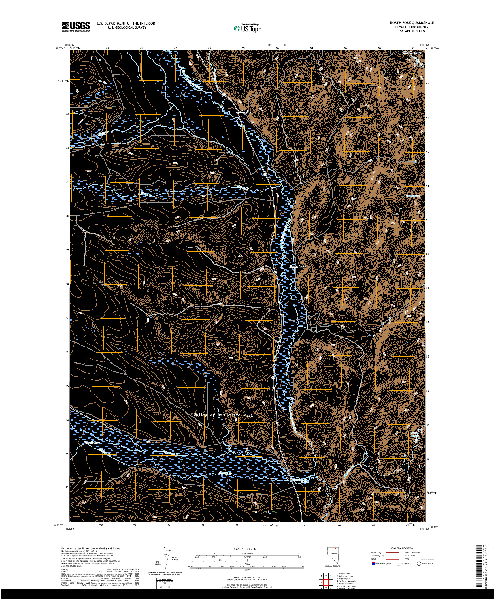 US TOPO 7.5-MINUTE MAP FOR NORTH FORK, NV