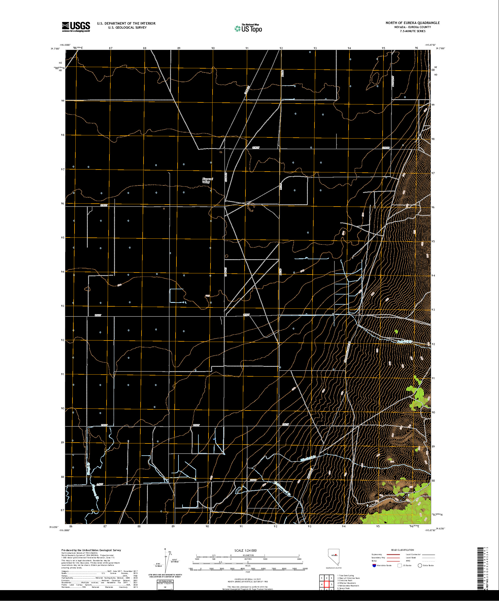 US TOPO 7.5-MINUTE MAP FOR NORTH OF EUREKA, NV