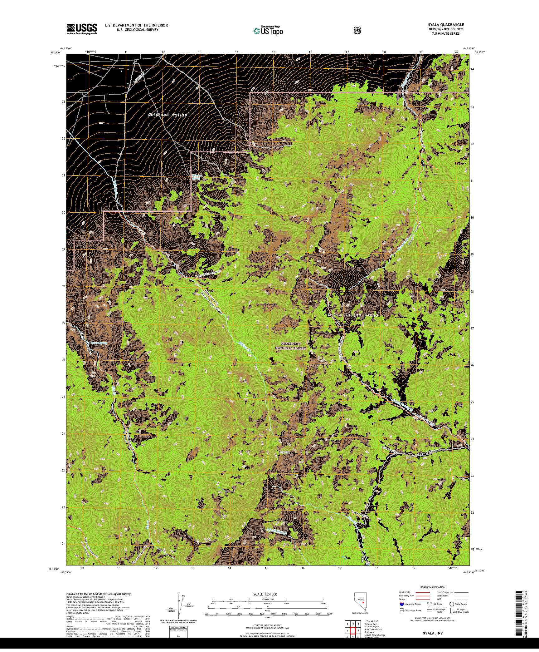 US TOPO 7.5-MINUTE MAP FOR NYALA, NV