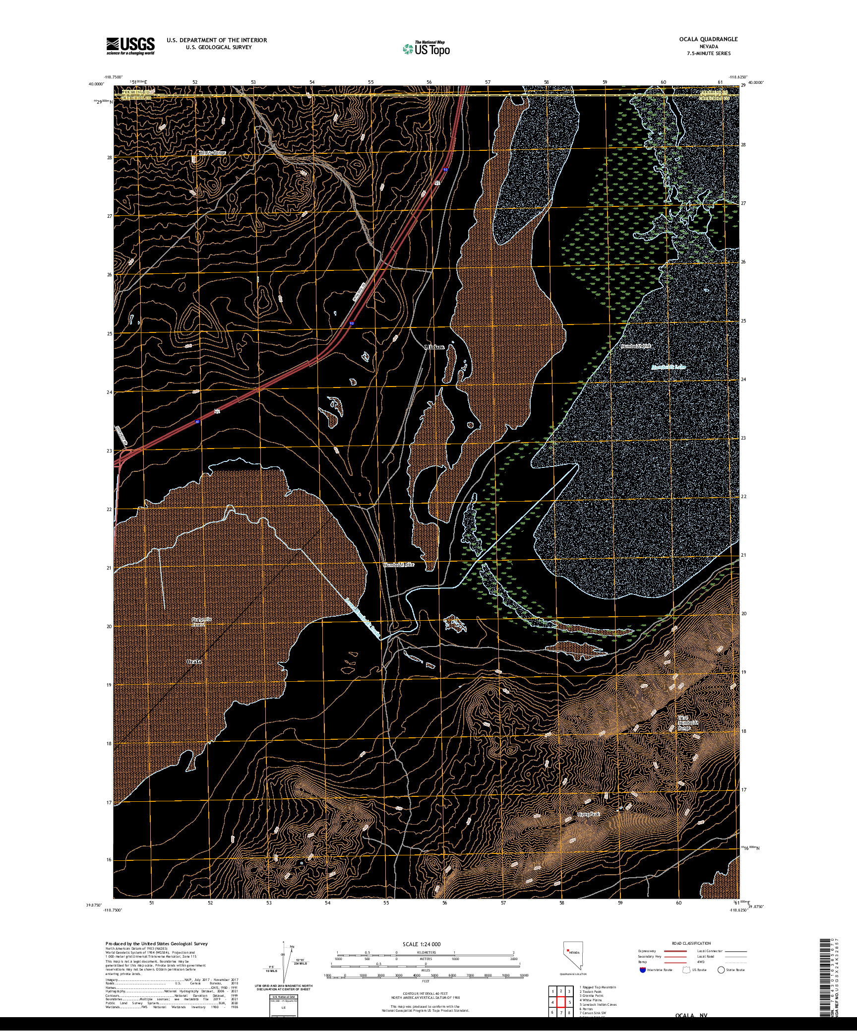 US TOPO 7.5-MINUTE MAP FOR OCALA, NV