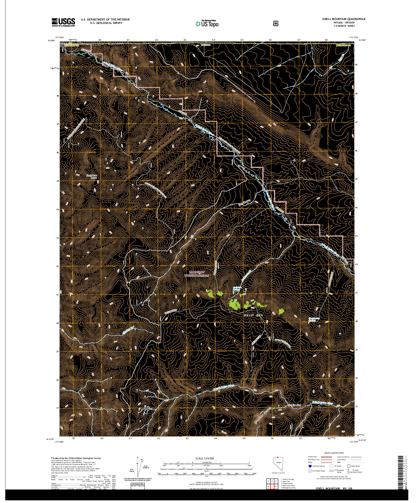US TOPO 7.5-MINUTE MAP FOR ODELL MOUNTAIN, NV,OR