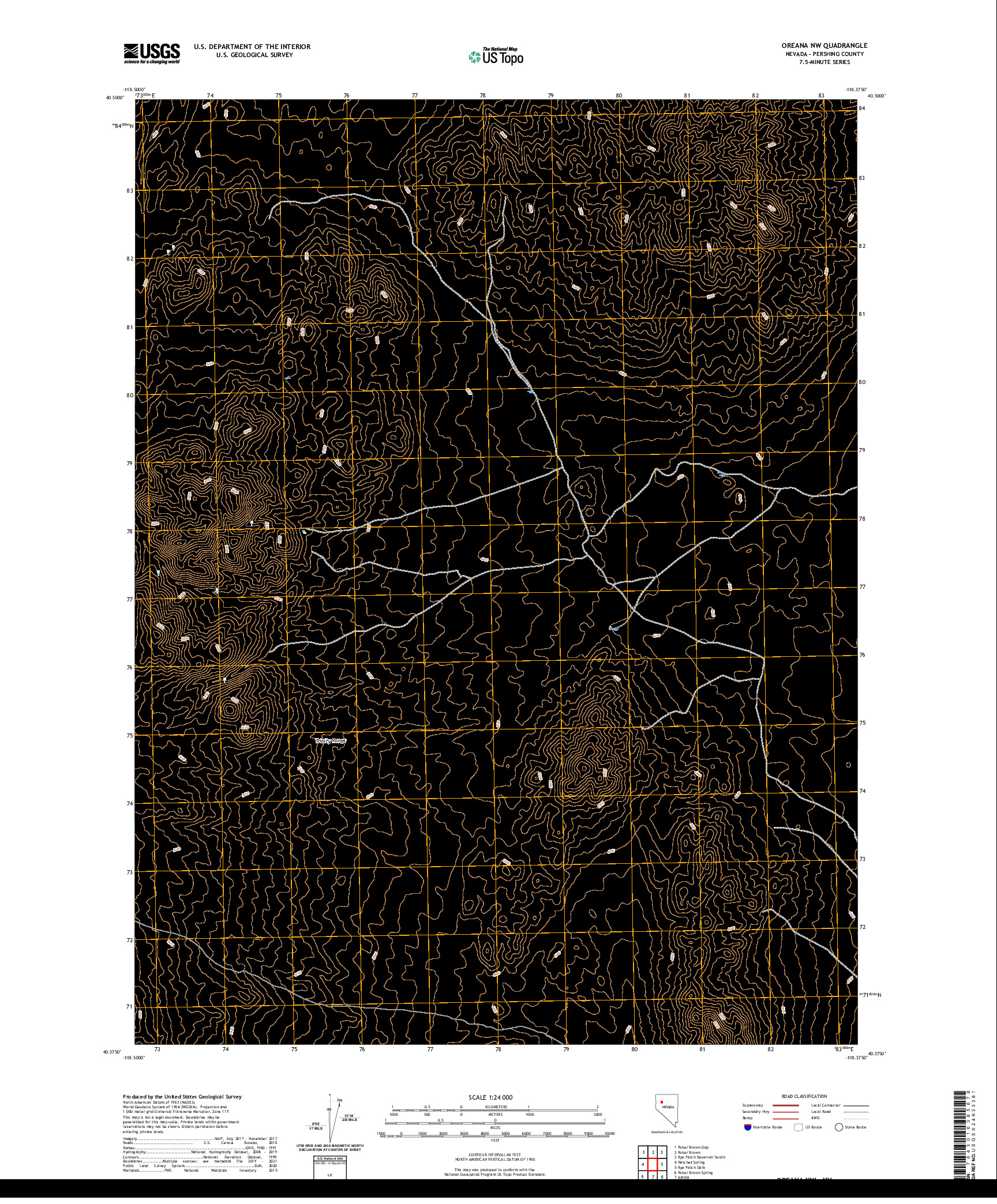 US TOPO 7.5-MINUTE MAP FOR OREANA NW, NV