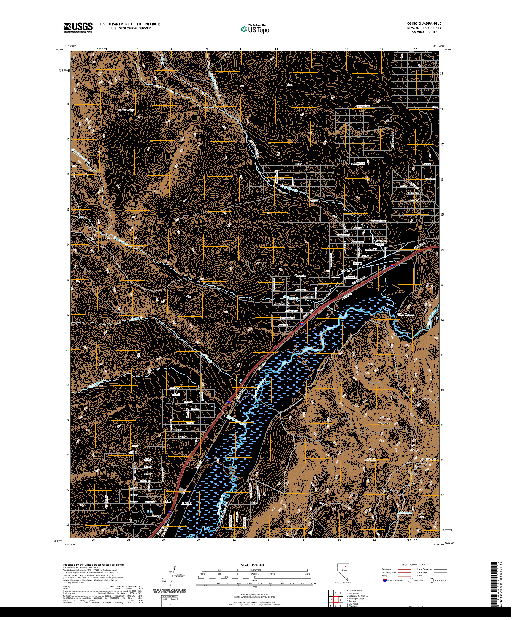 US TOPO 7.5-MINUTE MAP FOR OSINO, NV