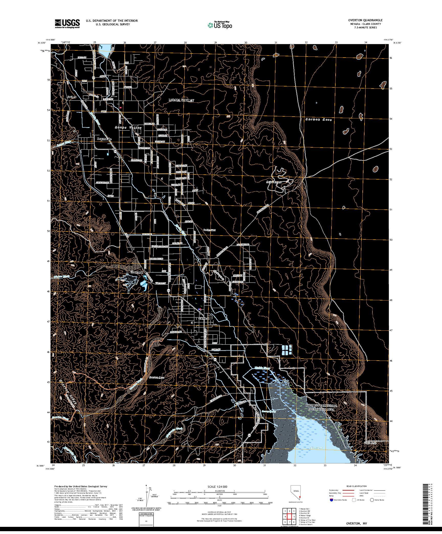 US TOPO 7.5-MINUTE MAP FOR OVERTON, NV