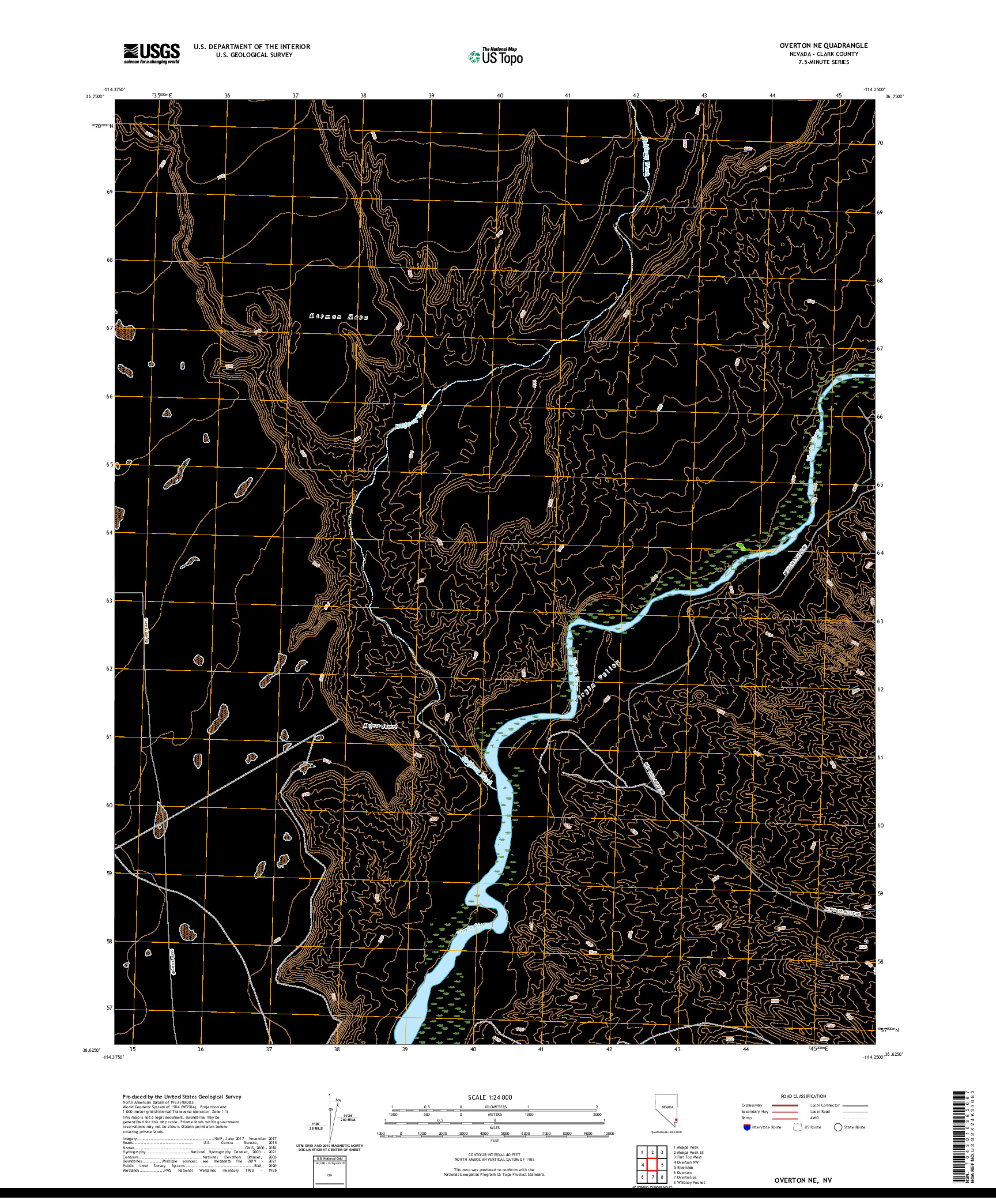 US TOPO 7.5-MINUTE MAP FOR OVERTON NE, NV