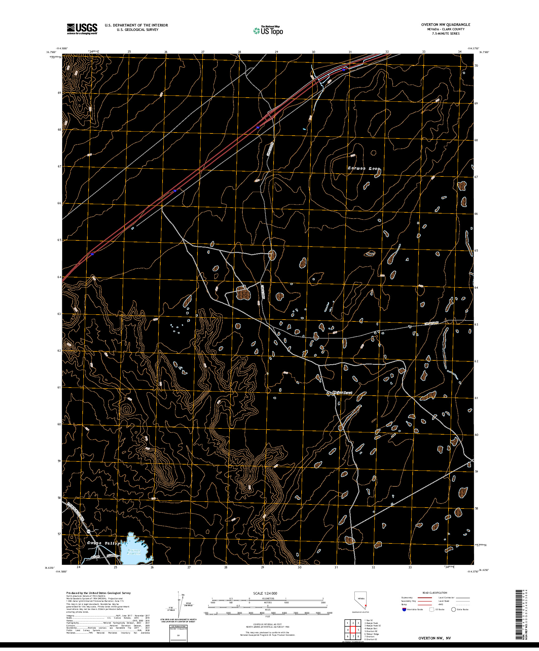 US TOPO 7.5-MINUTE MAP FOR OVERTON NW, NV