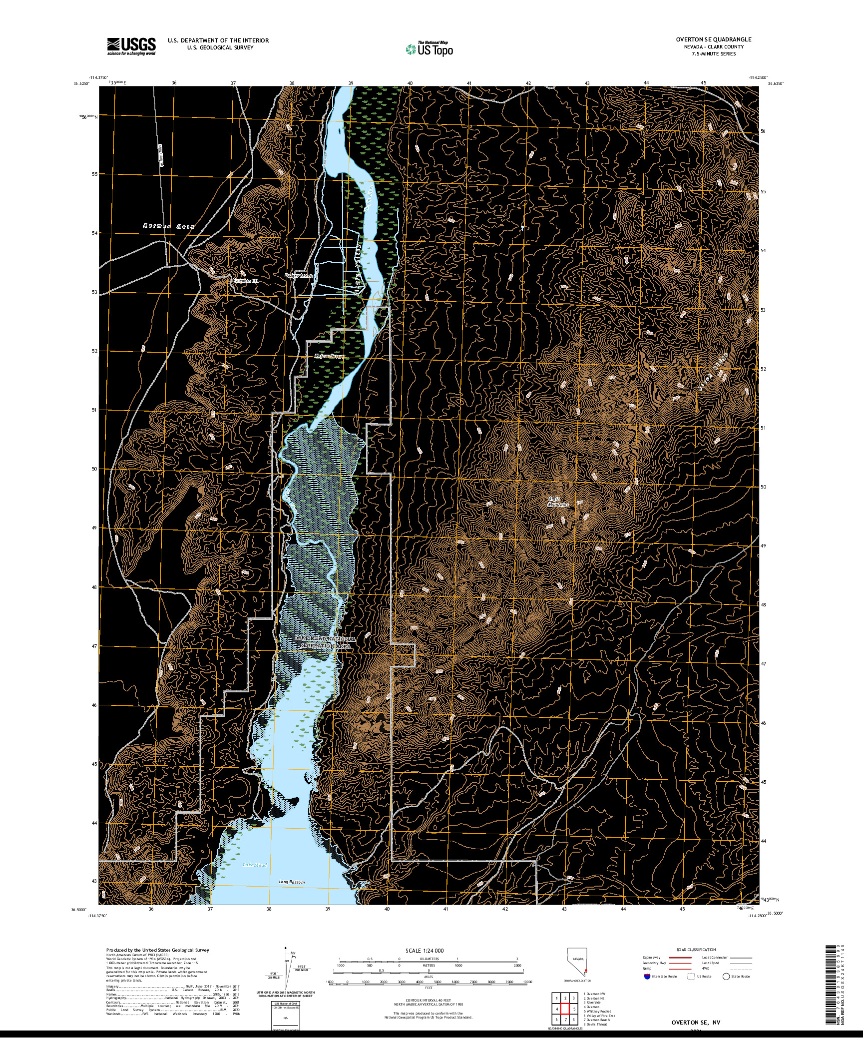 US TOPO 7.5-MINUTE MAP FOR OVERTON SE, NV