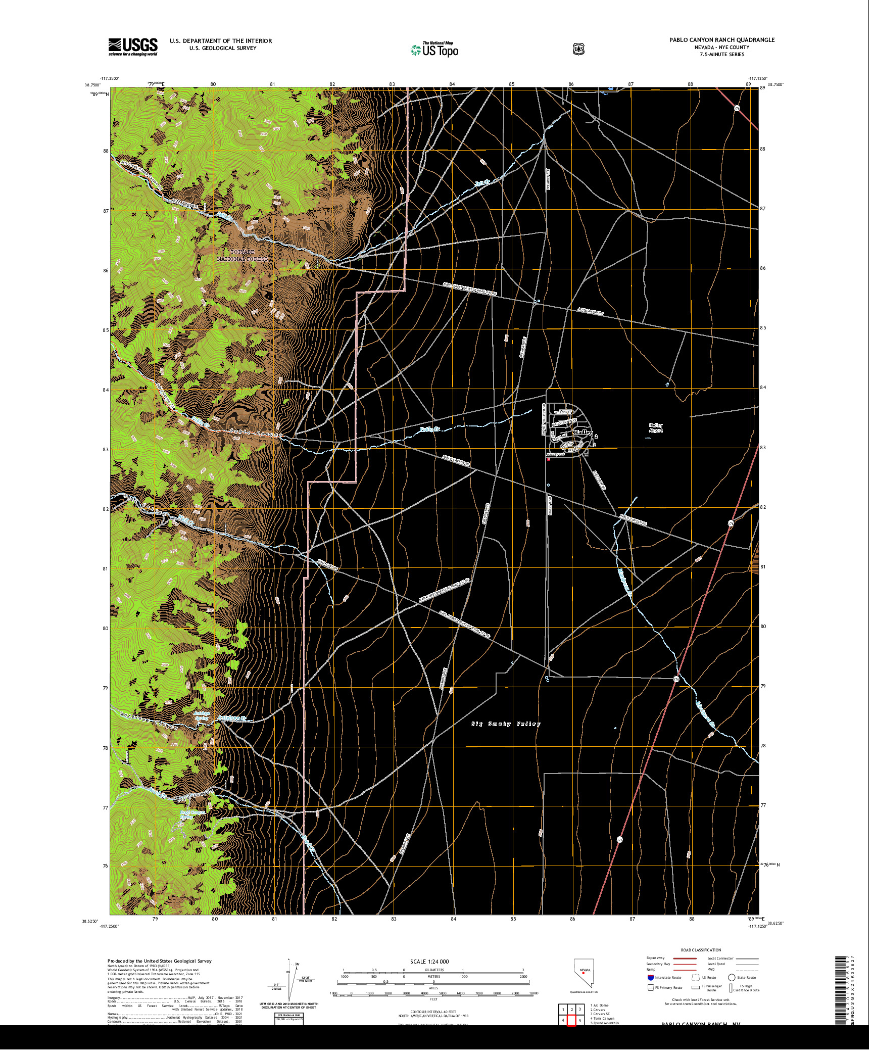 US TOPO 7.5-MINUTE MAP FOR PABLO CANYON RANCH, NV