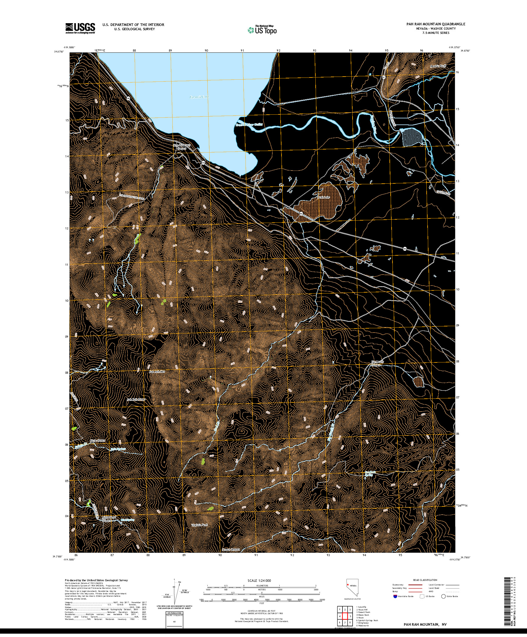 US TOPO 7.5-MINUTE MAP FOR PAH RAH MOUNTAIN, NV