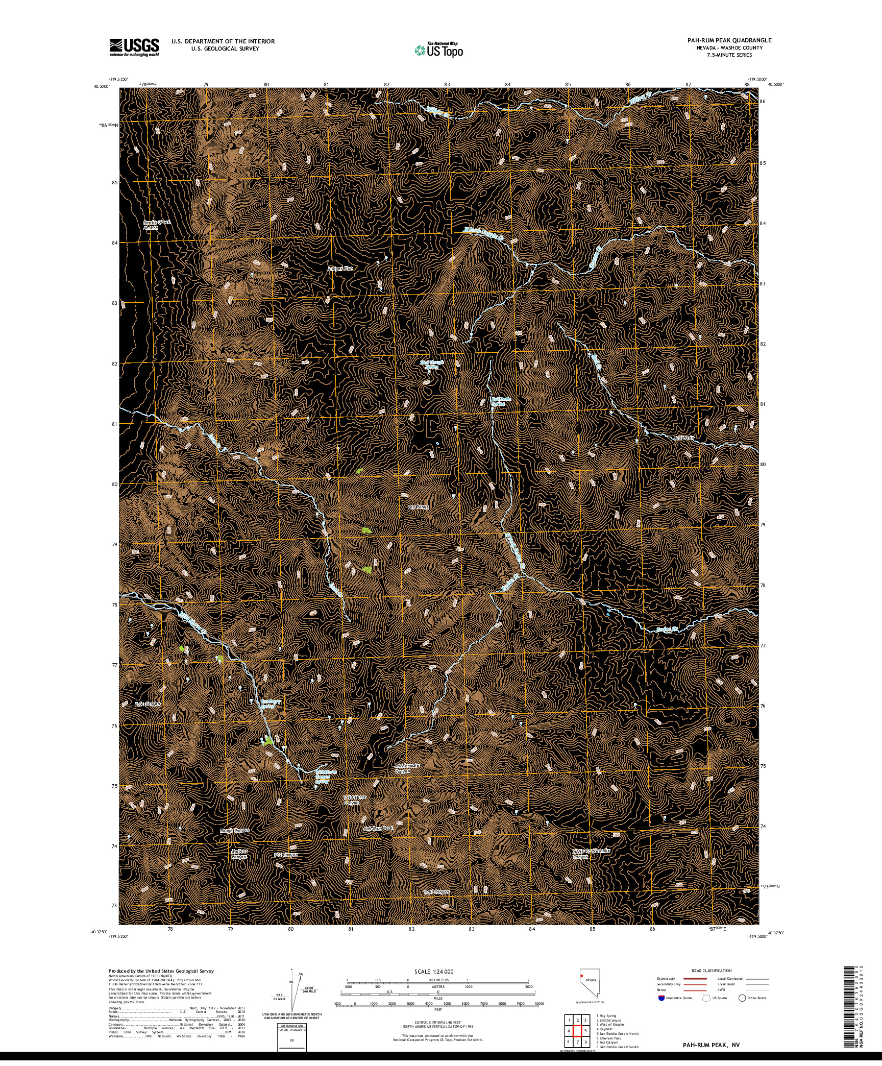 US TOPO 7.5-MINUTE MAP FOR PAH-RUM PEAK, NV