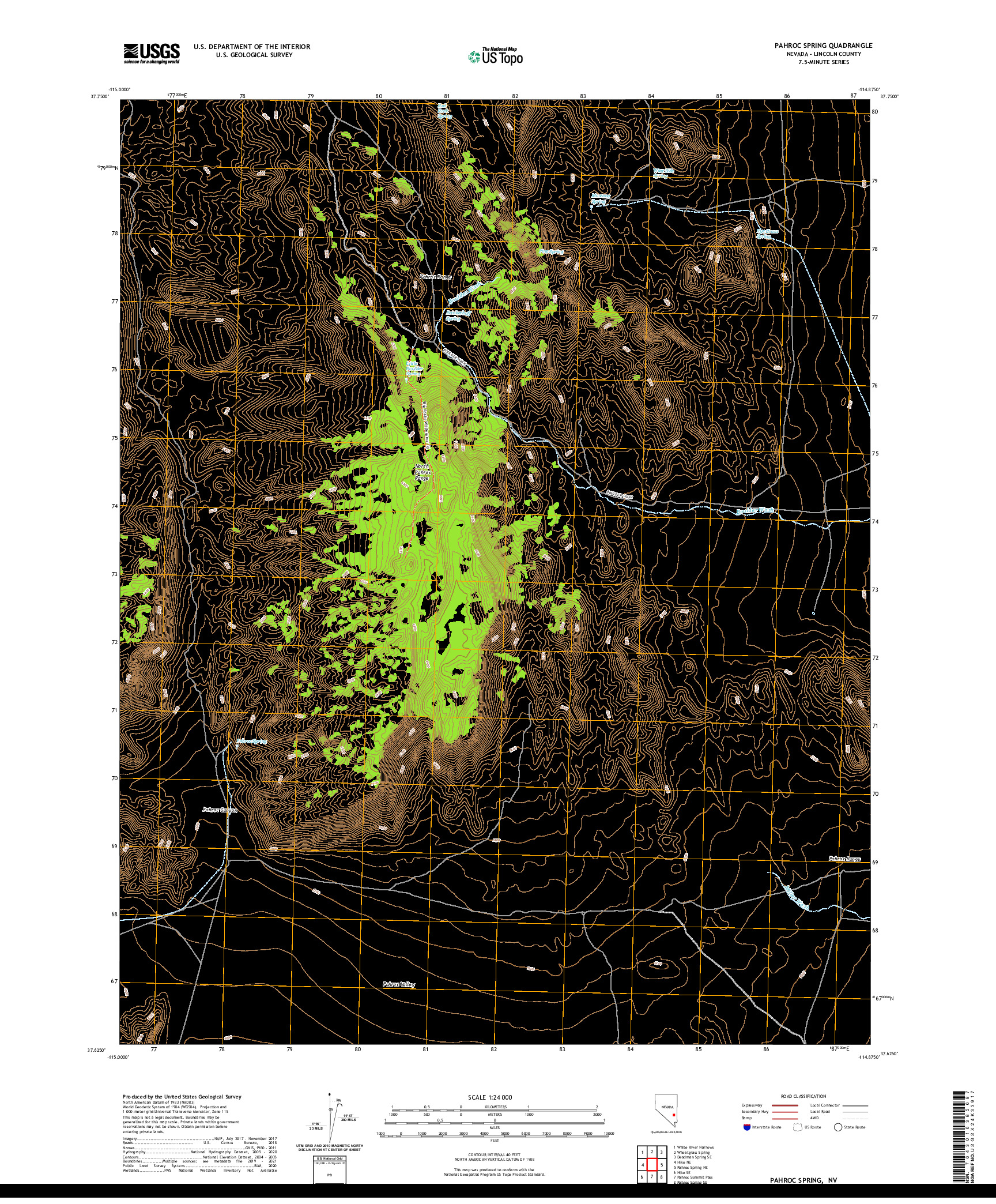 US TOPO 7.5-MINUTE MAP FOR PAHROC SPRING, NV