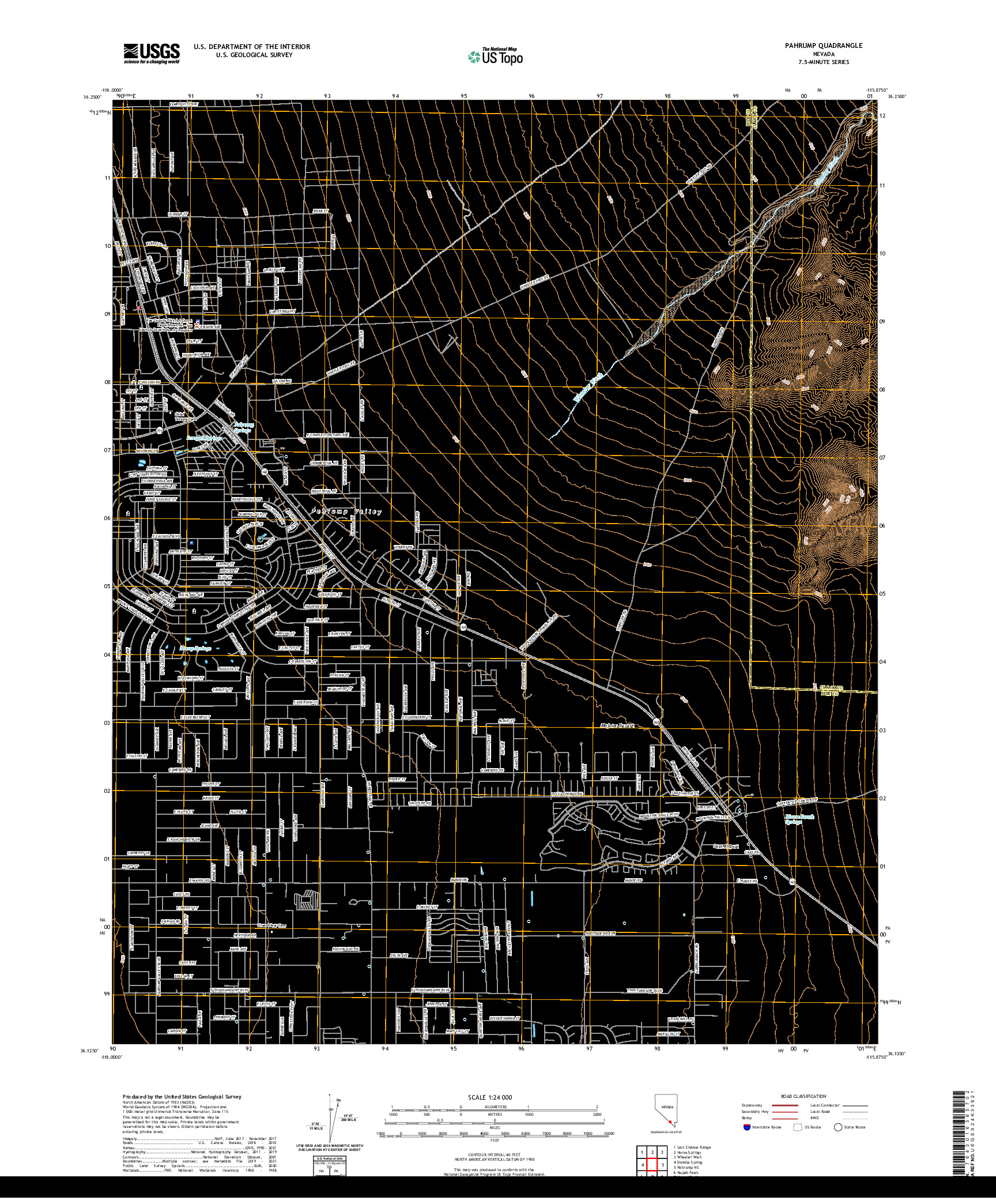 US TOPO 7.5-MINUTE MAP FOR PAHRUMP, NV