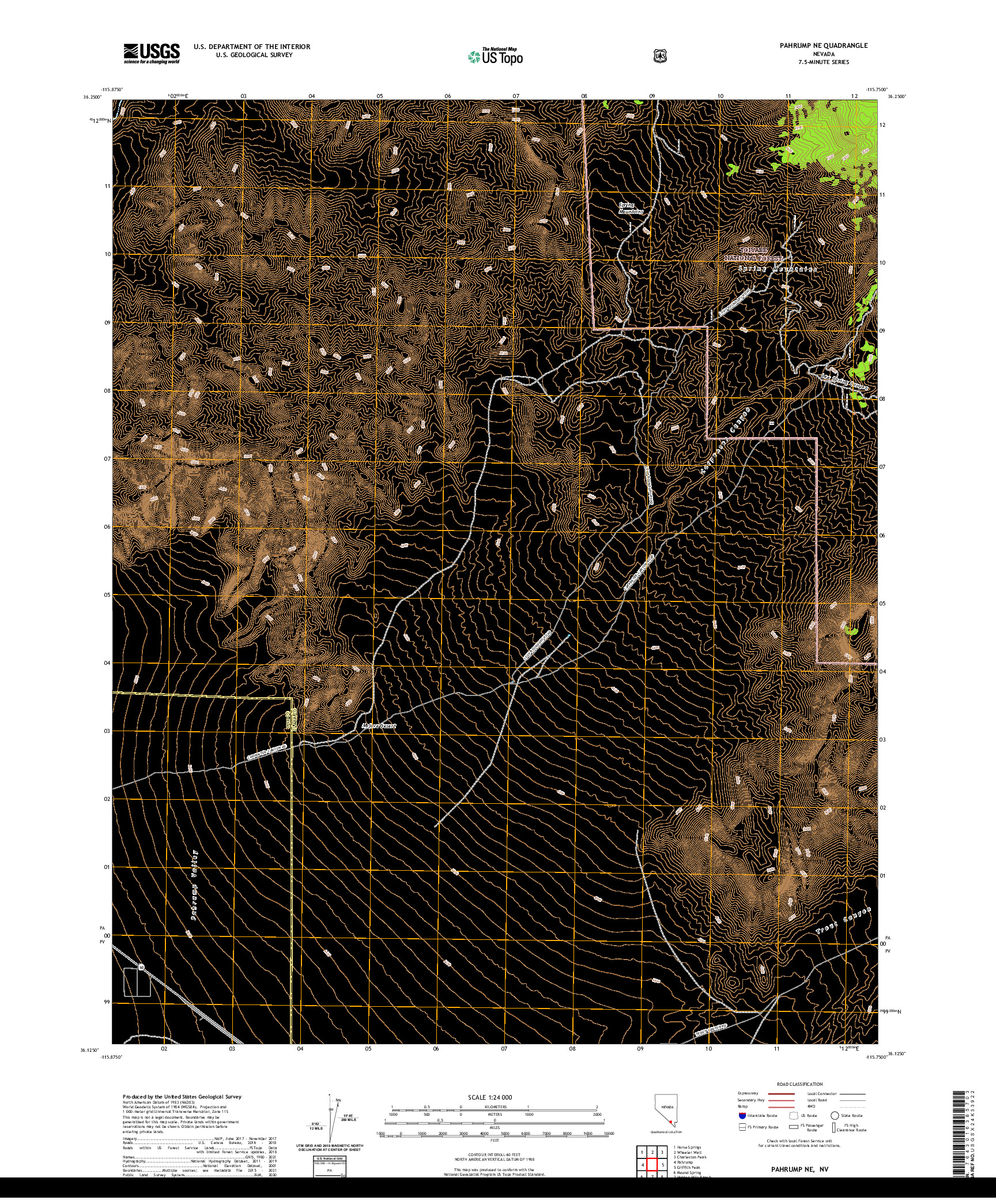 US TOPO 7.5-MINUTE MAP FOR PAHRUMP NE, NV