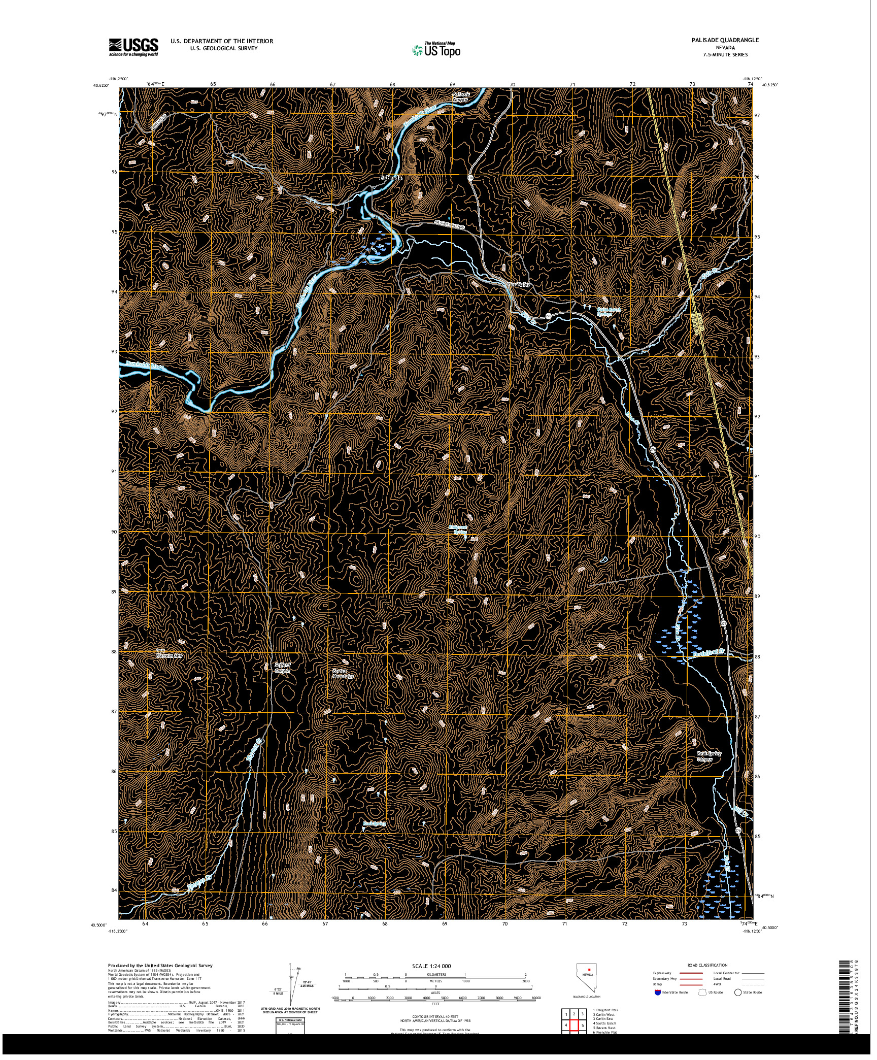 US TOPO 7.5-MINUTE MAP FOR PALISADE, NV