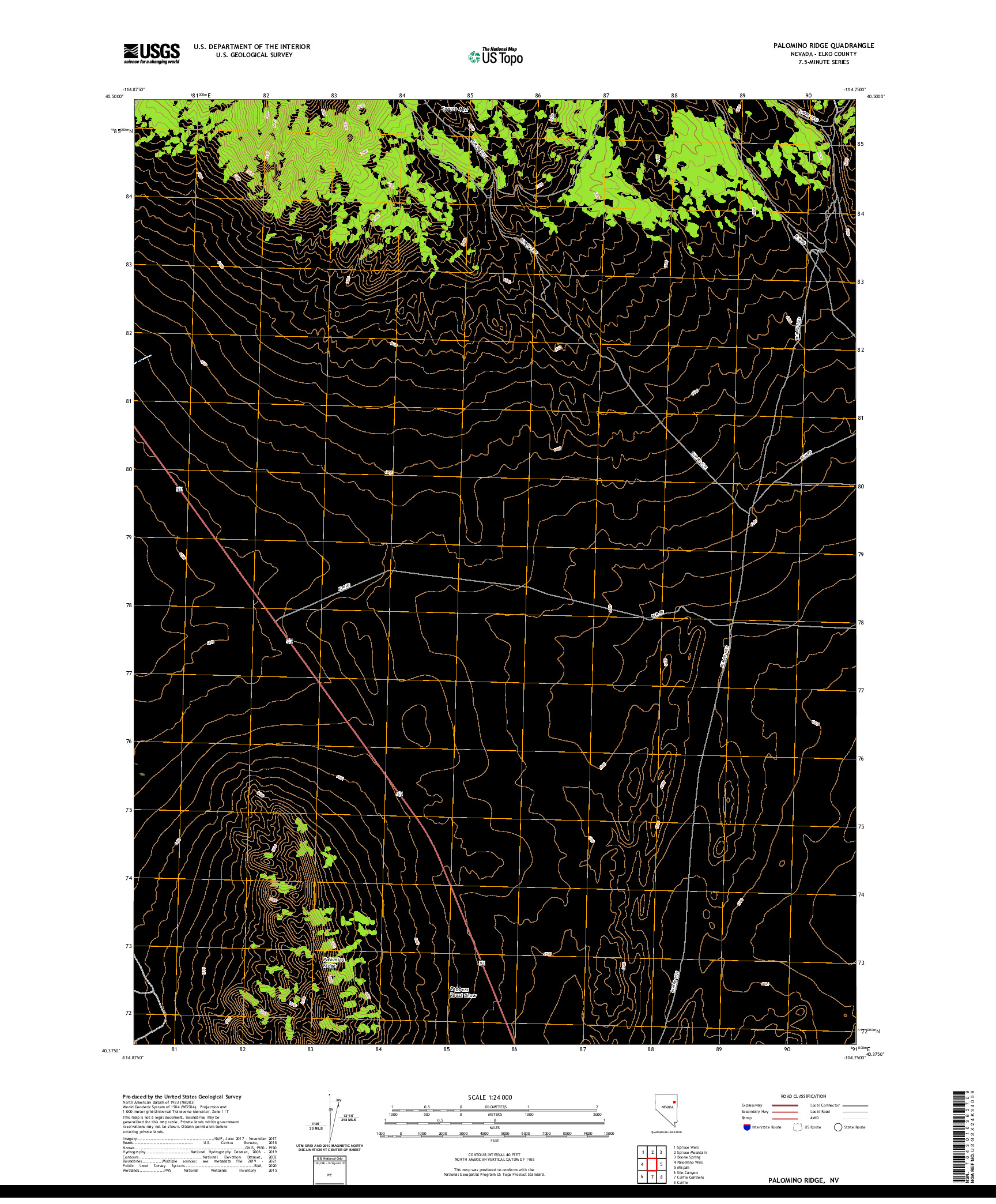 US TOPO 7.5-MINUTE MAP FOR PALOMINO RIDGE, NV