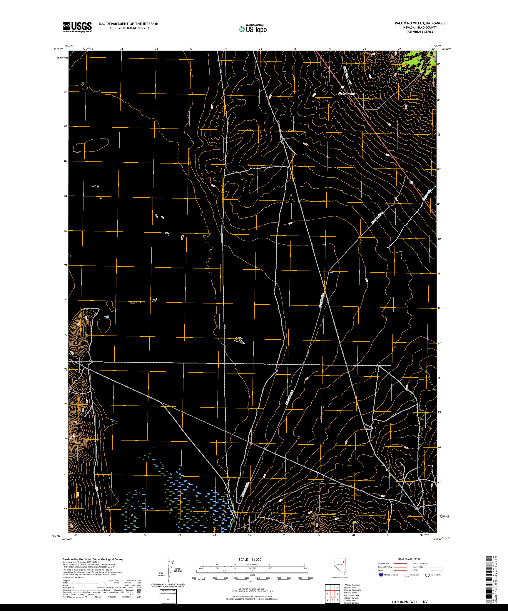 US TOPO 7.5-MINUTE MAP FOR PALOMINO WELL, NV