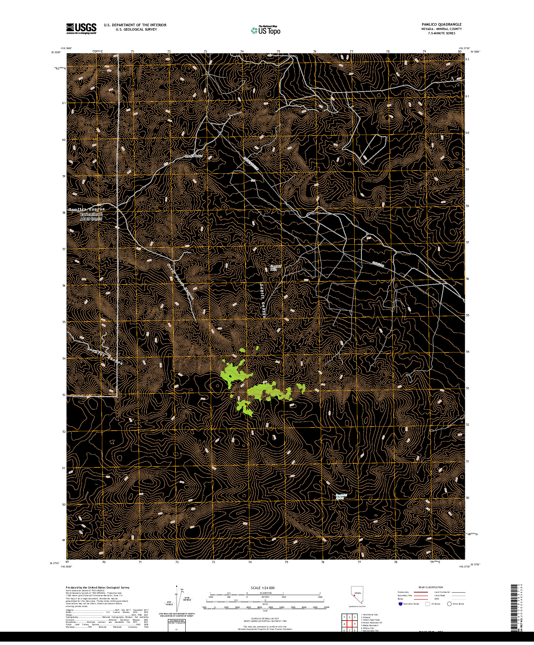 US TOPO 7.5-MINUTE MAP FOR PAMLICO, NV
