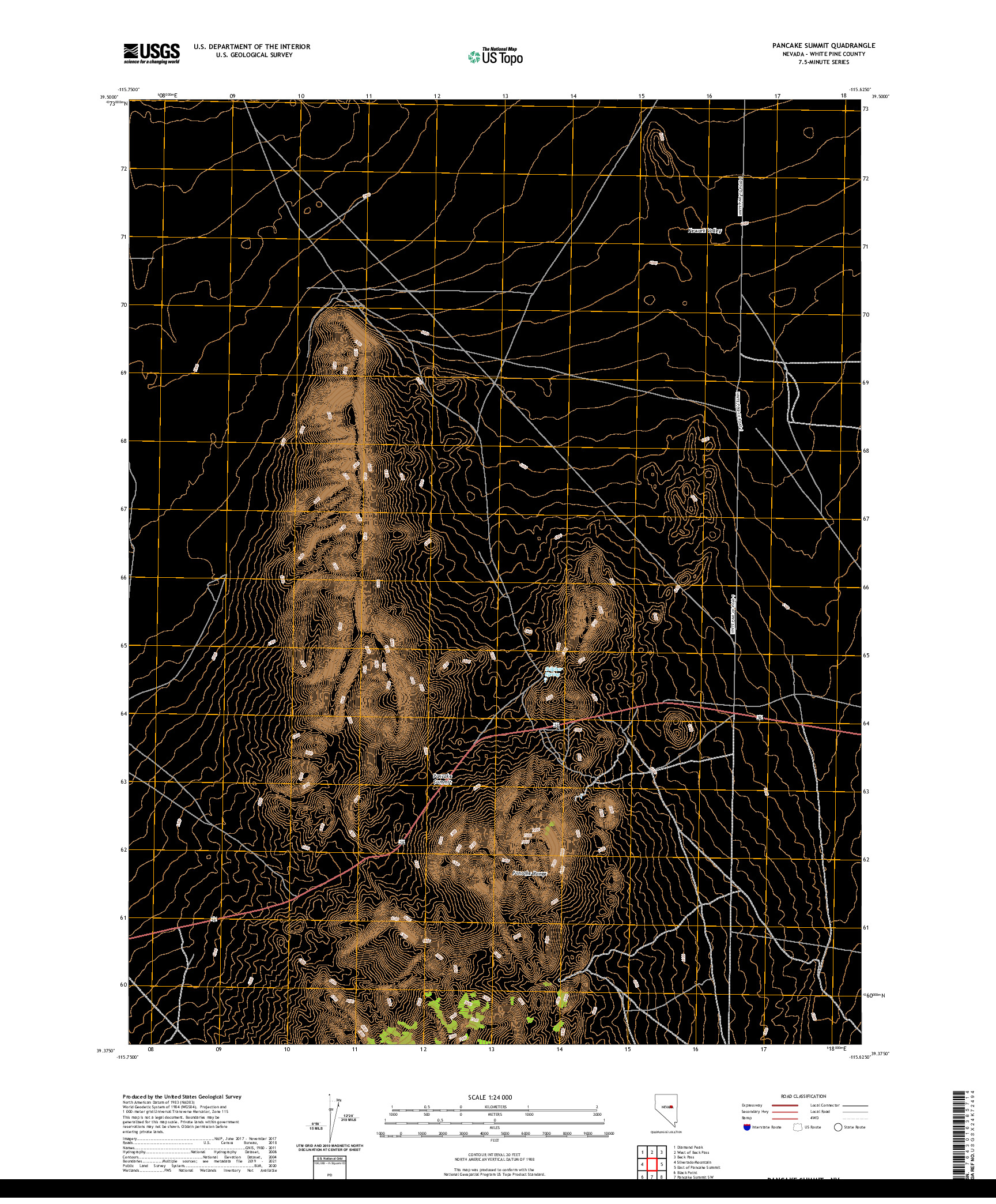 US TOPO 7.5-MINUTE MAP FOR PANCAKE SUMMIT, NV