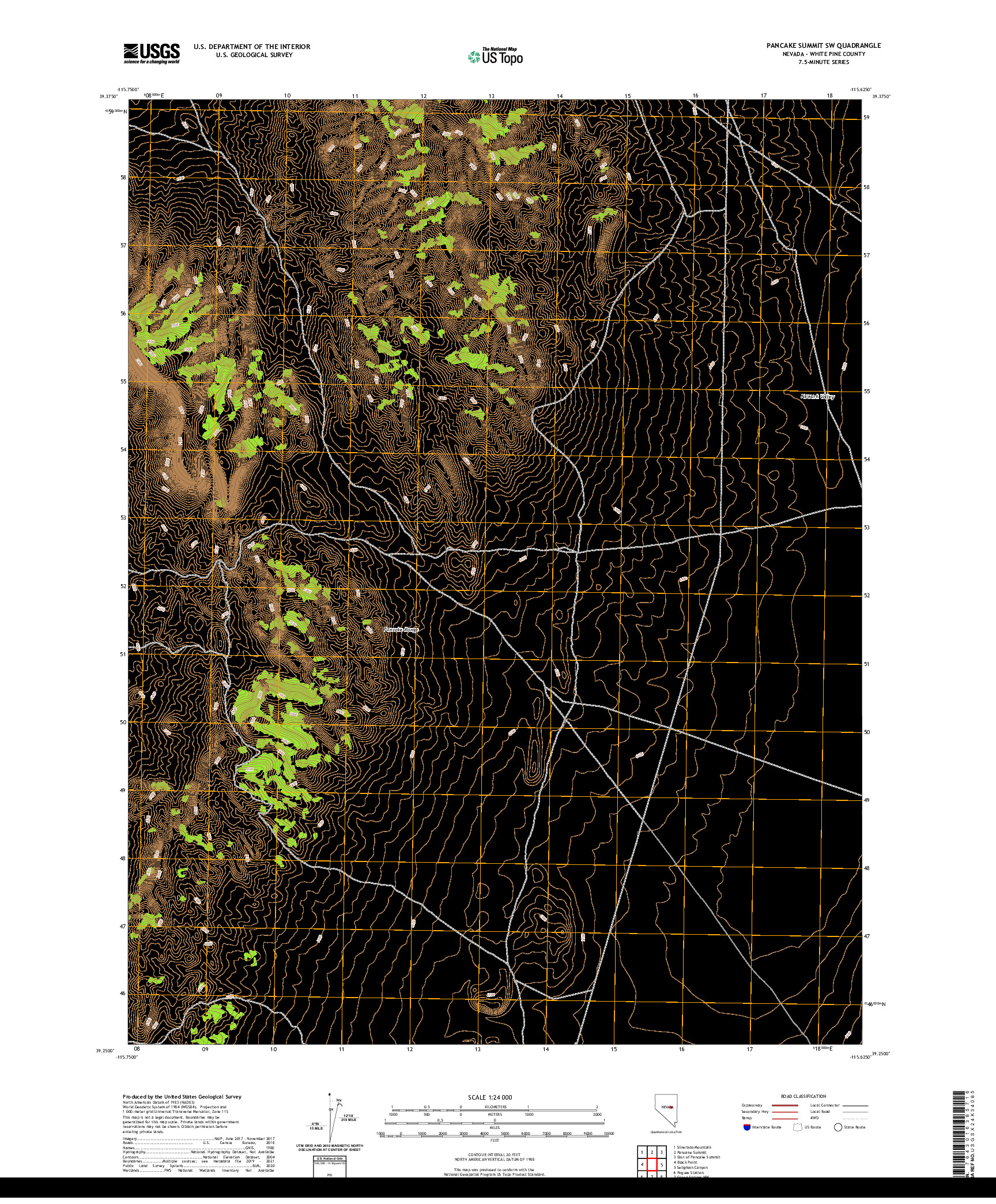 US TOPO 7.5-MINUTE MAP FOR PANCAKE SUMMIT SW, NV