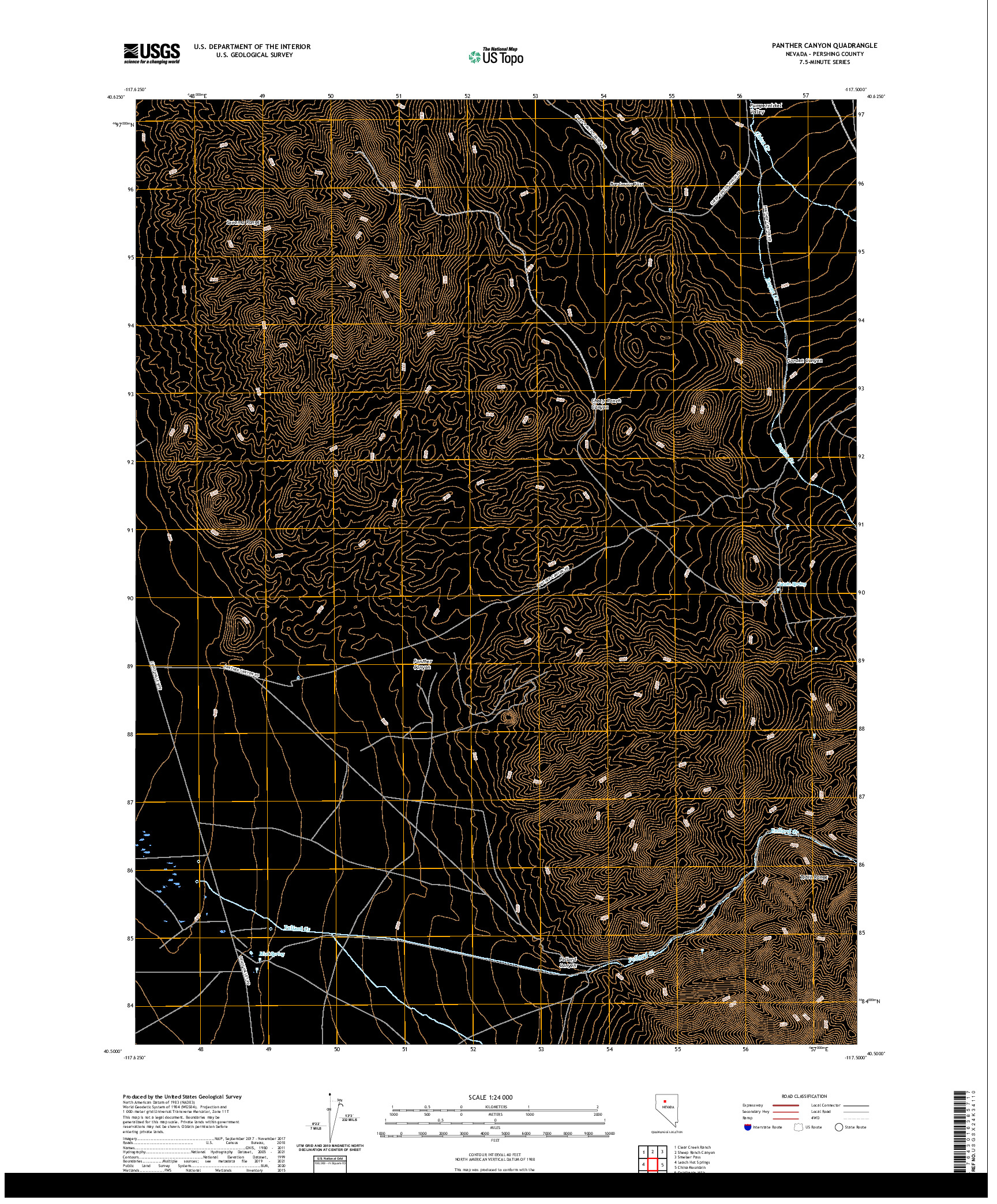 US TOPO 7.5-MINUTE MAP FOR PANTHER CANYON, NV