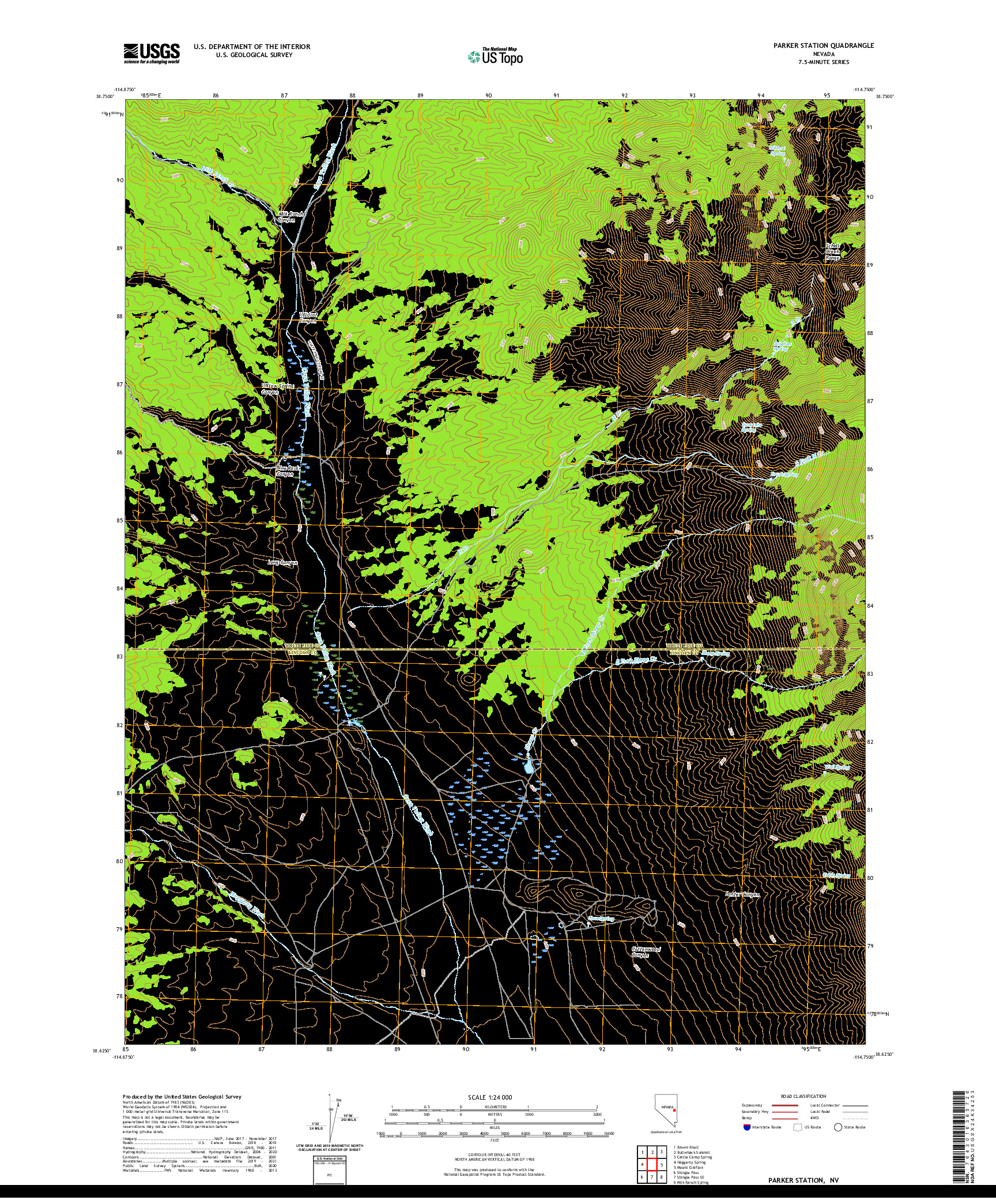 US TOPO 7.5-MINUTE MAP FOR PARKER STATION, NV