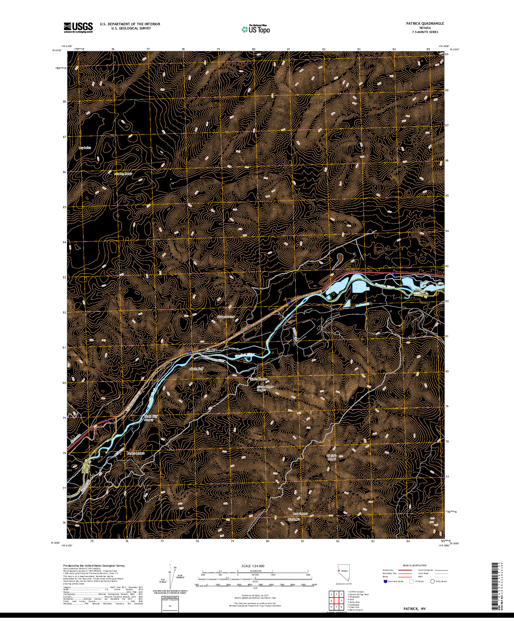 US TOPO 7.5-MINUTE MAP FOR PATRICK, NV