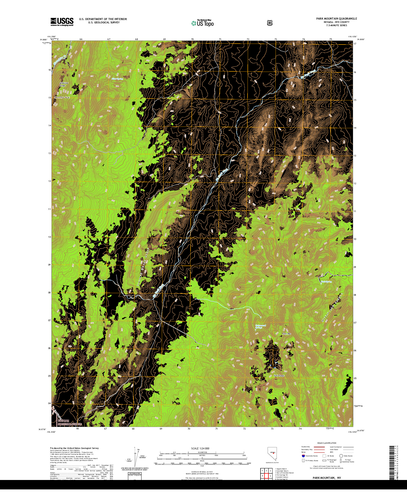 US TOPO 7.5-MINUTE MAP FOR PARK MOUNTAIN, NV