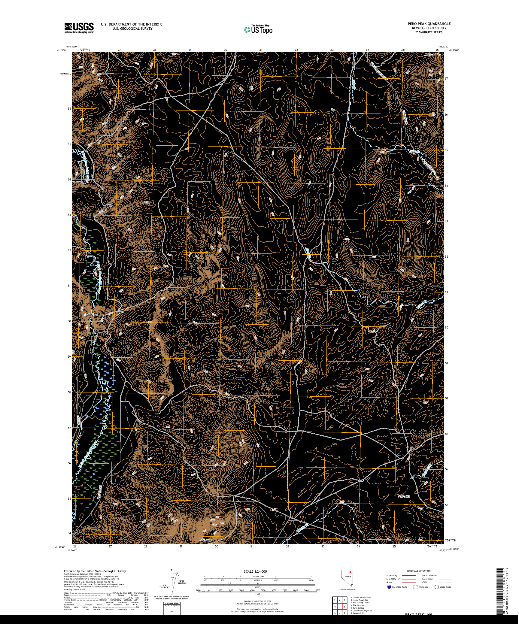 US TOPO 7.5-MINUTE MAP FOR PEKO PEAK, NV