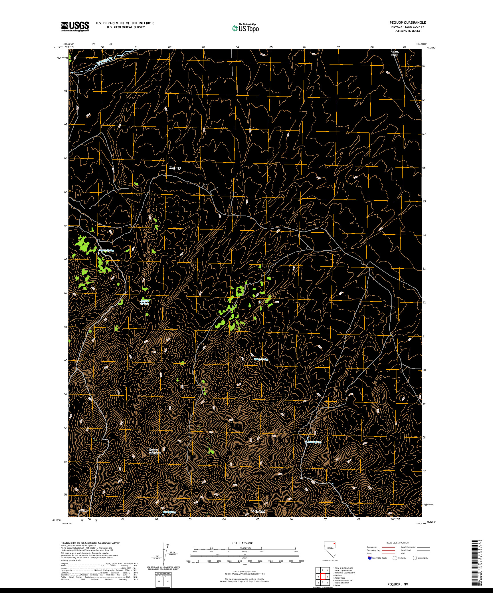 US TOPO 7.5-MINUTE MAP FOR PEQUOP, NV