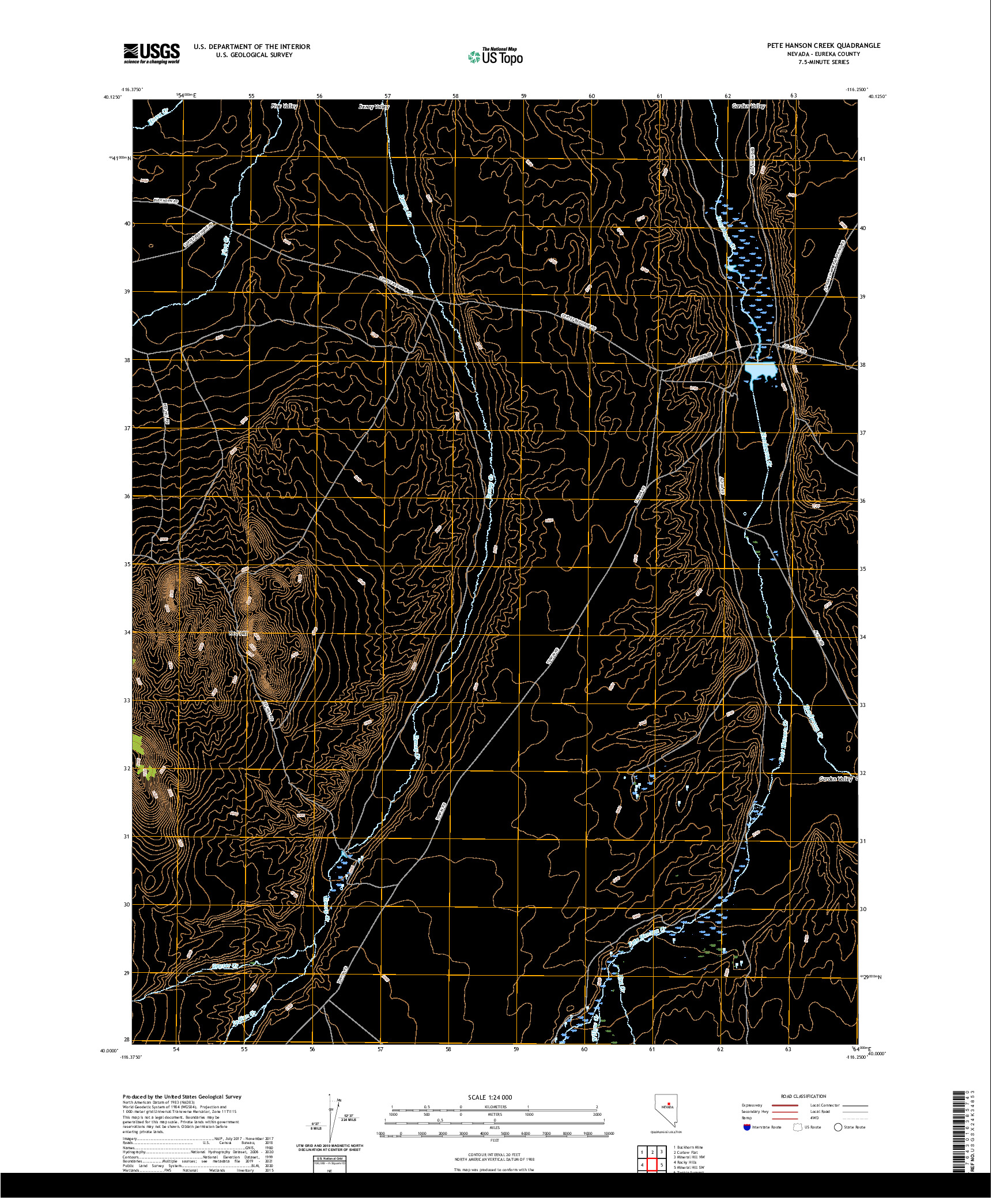 US TOPO 7.5-MINUTE MAP FOR PETE HANSON CREEK, NV