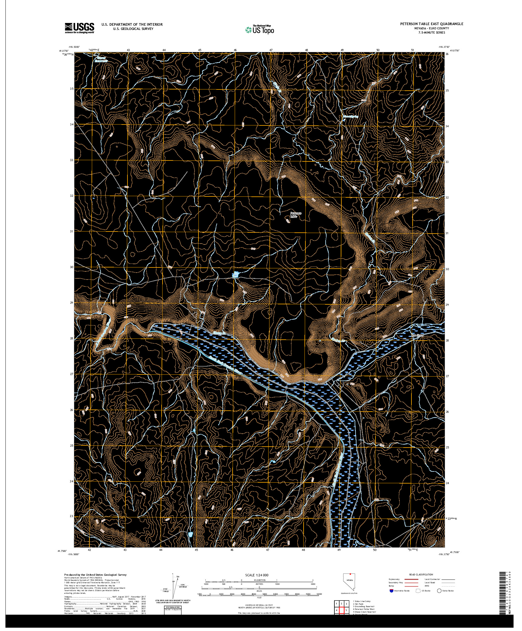 US TOPO 7.5-MINUTE MAP FOR PETERSON TABLE EAST, NV