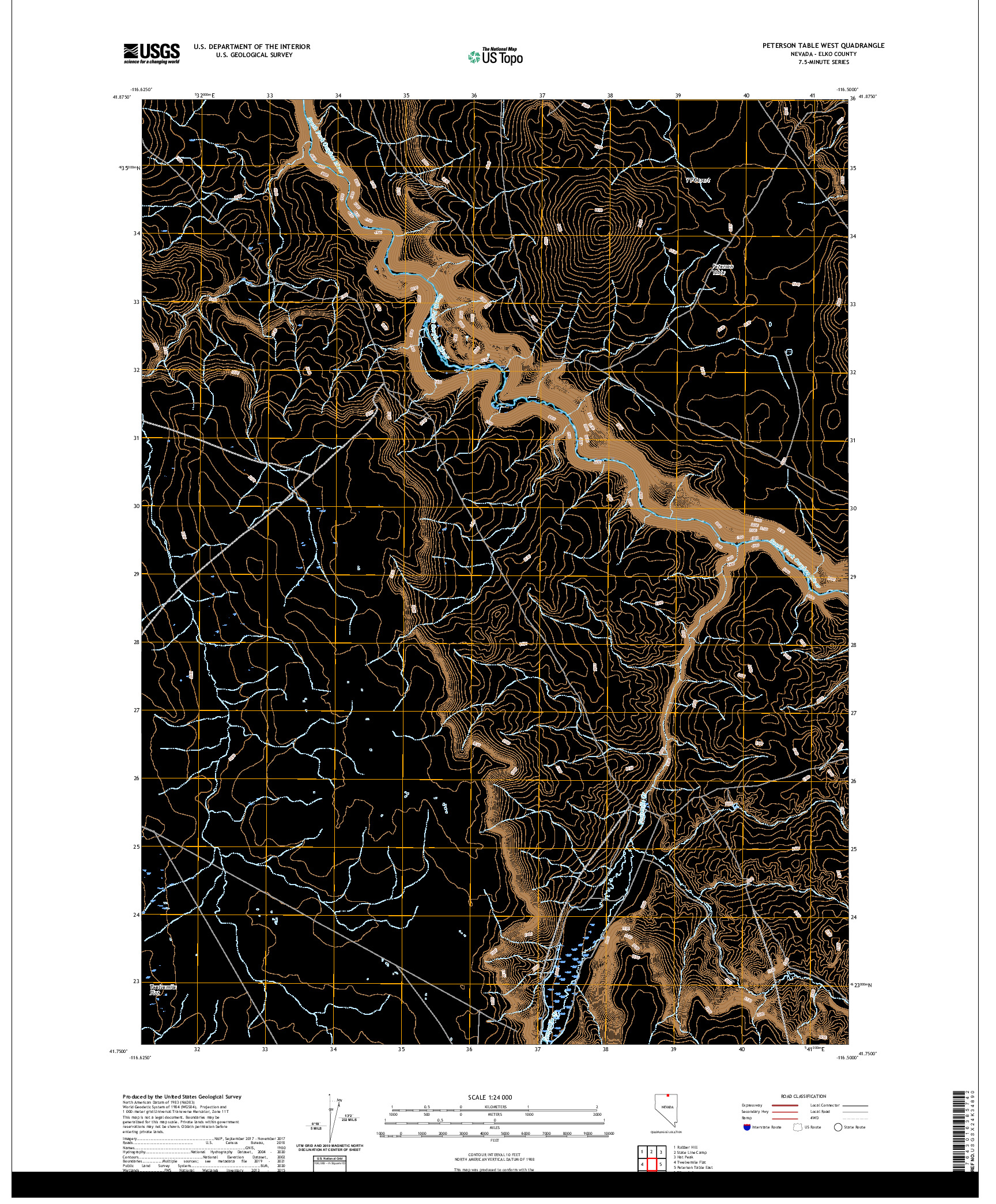 US TOPO 7.5-MINUTE MAP FOR PETERSON TABLE WEST, NV