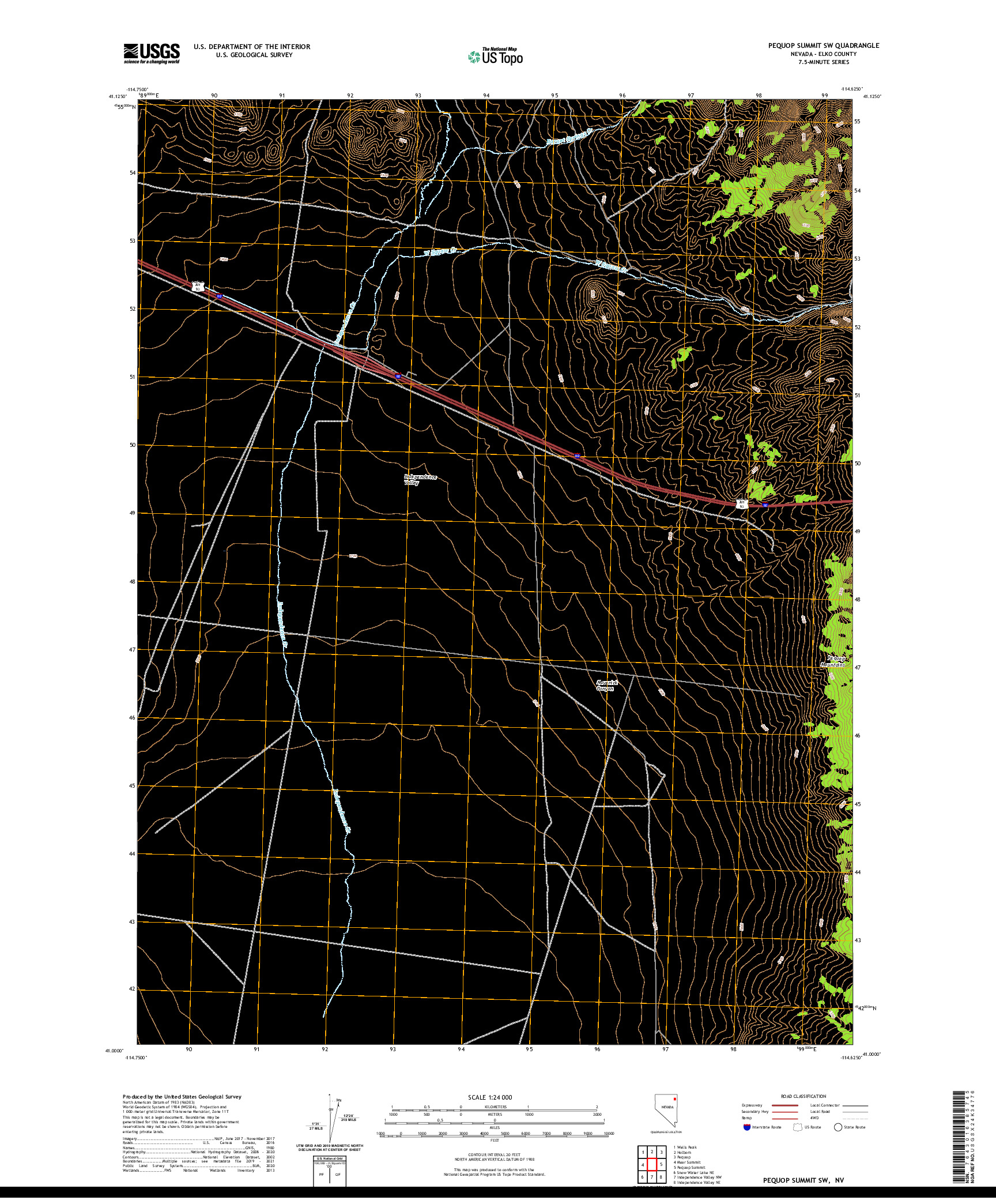 US TOPO 7.5-MINUTE MAP FOR PEQUOP SUMMIT SW, NV