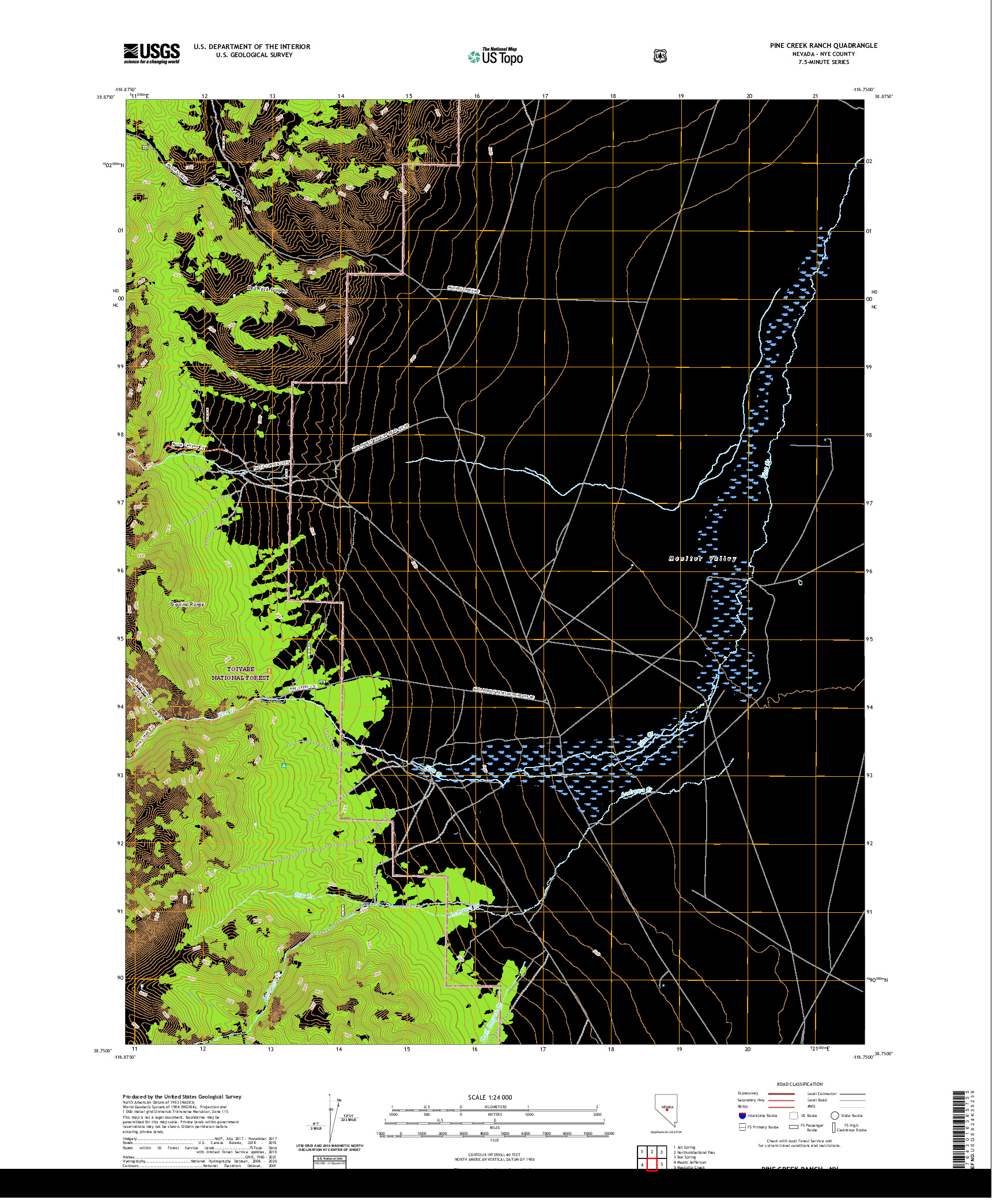 US TOPO 7.5-MINUTE MAP FOR PINE CREEK RANCH, NV