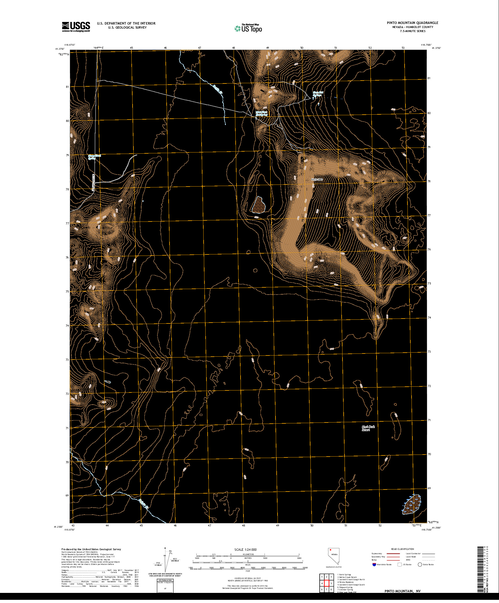 US TOPO 7.5-MINUTE MAP FOR PINTO MOUNTAIN, NV