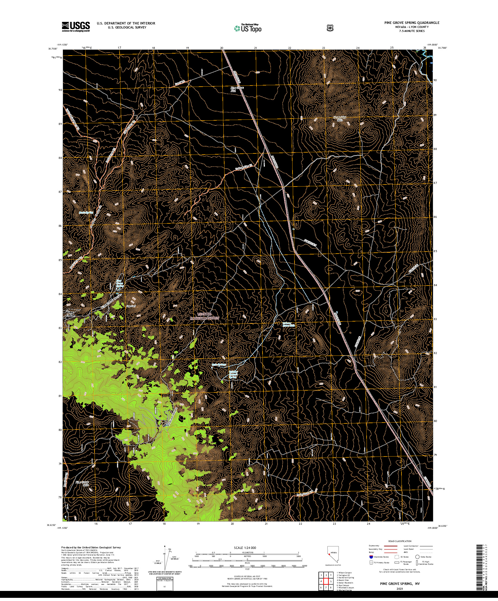 US TOPO 7.5-MINUTE MAP FOR PINE GROVE SPRING, NV